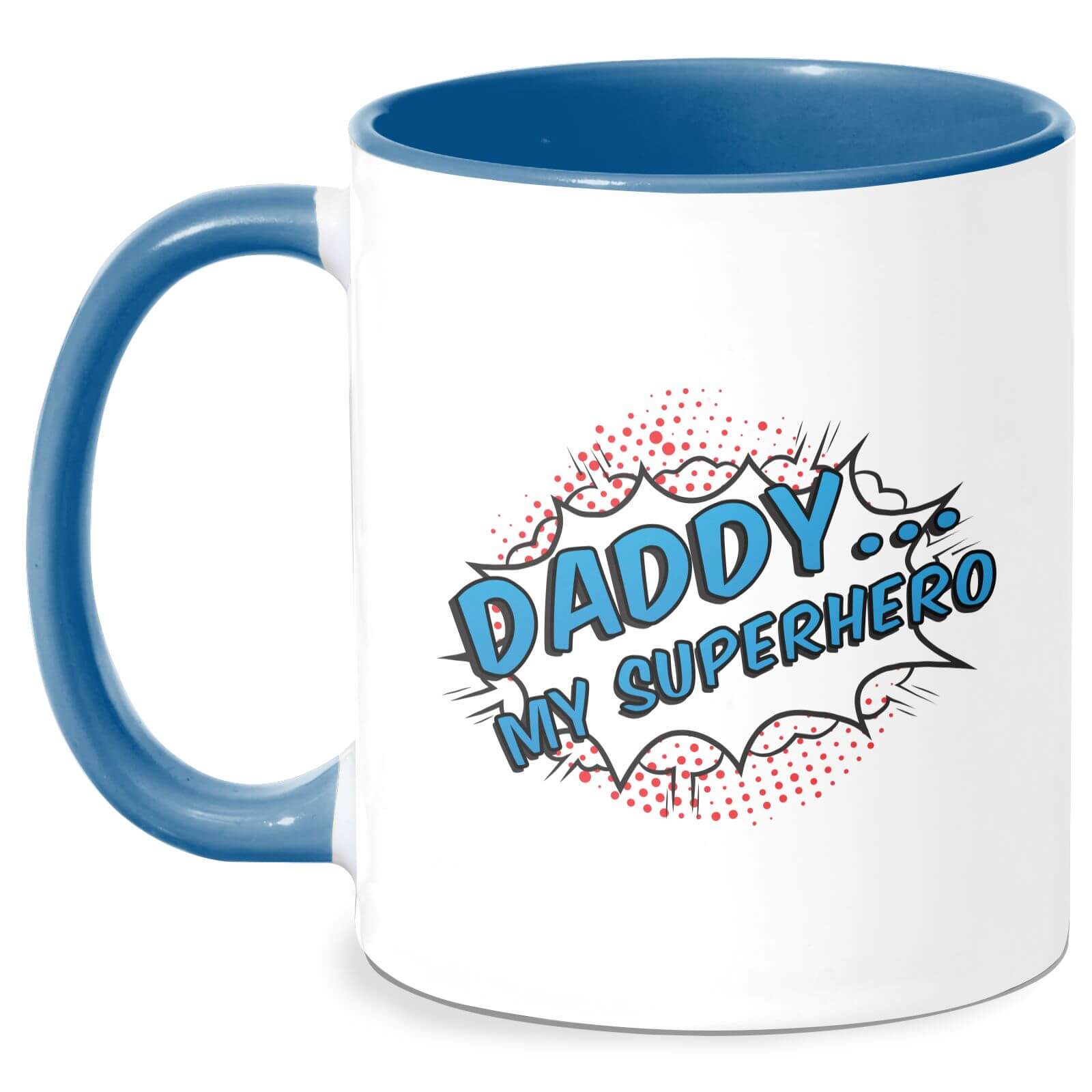 Daddy My Superhero Mug - White/Blue