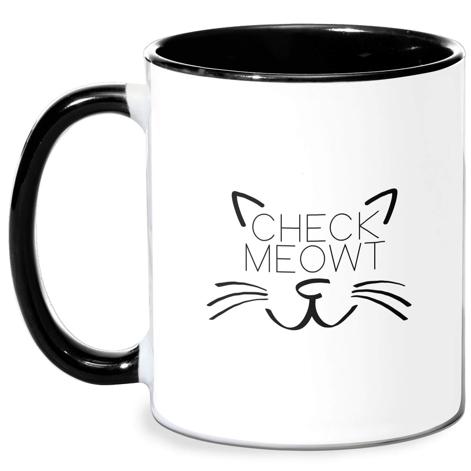 Check Meowt Mug - White/Black