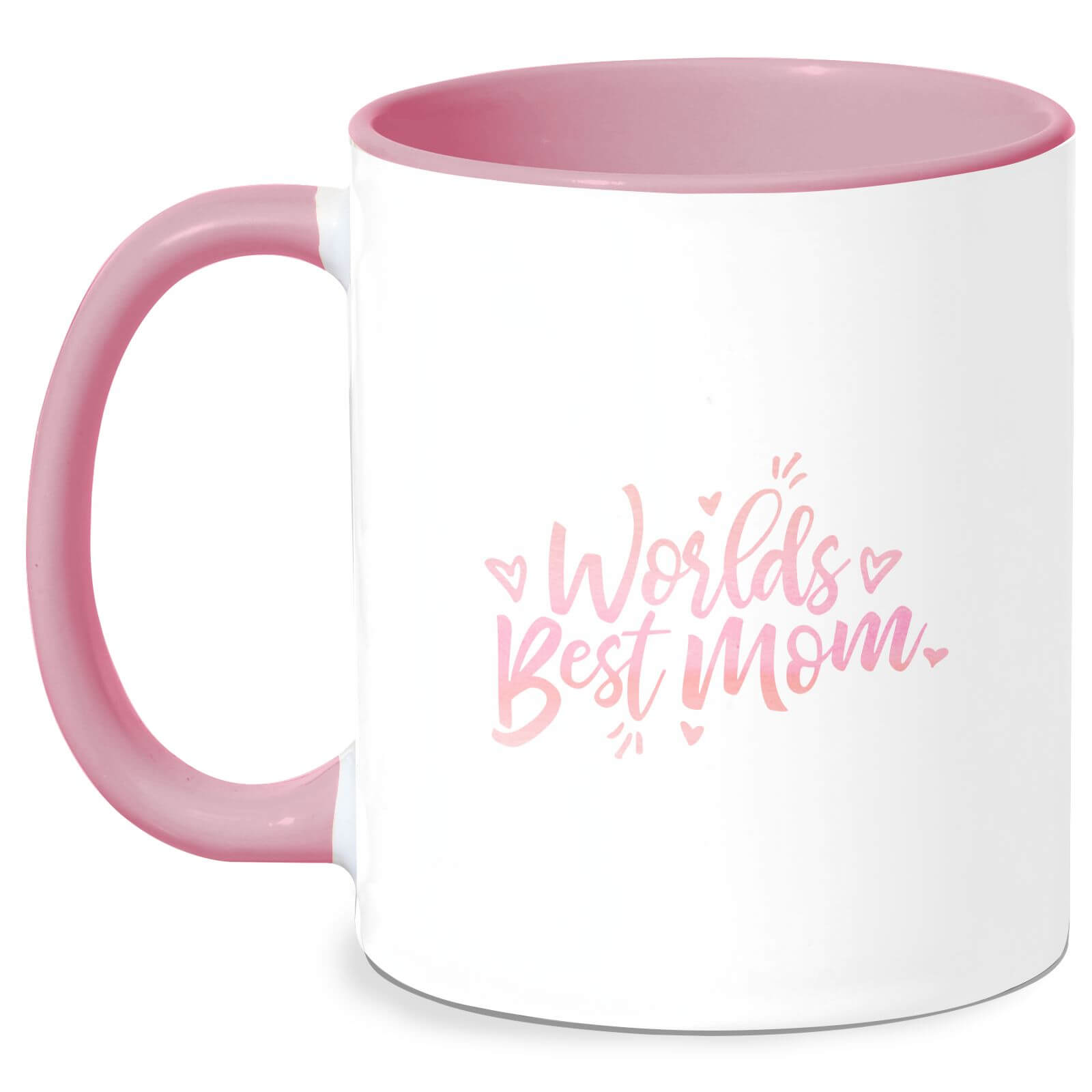 Worlds Best Mom Mug - White/Pink