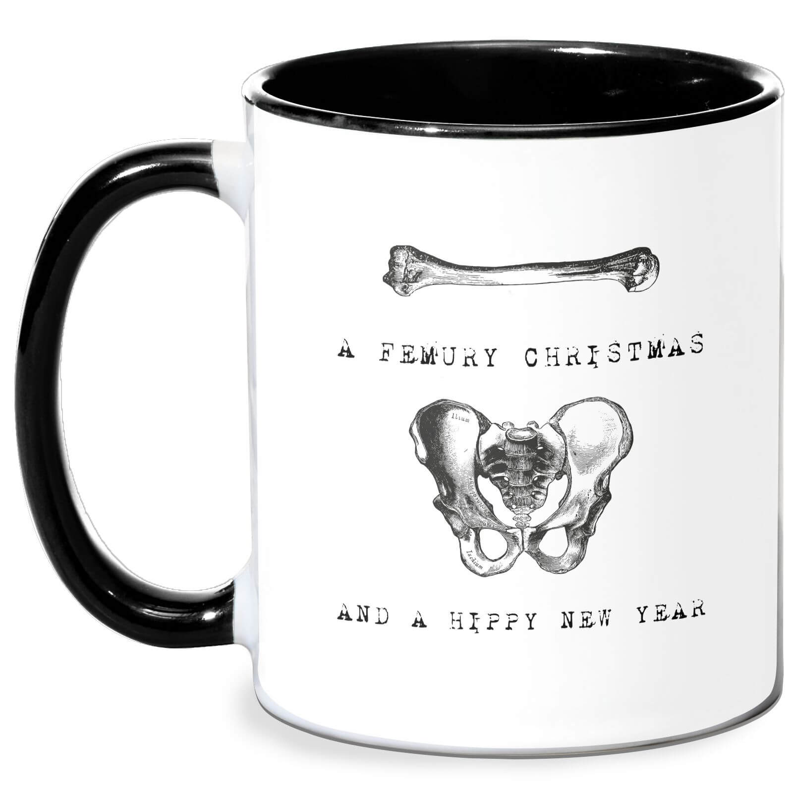 A Femury Christmas And A Hippy New Year Mug - White/Black