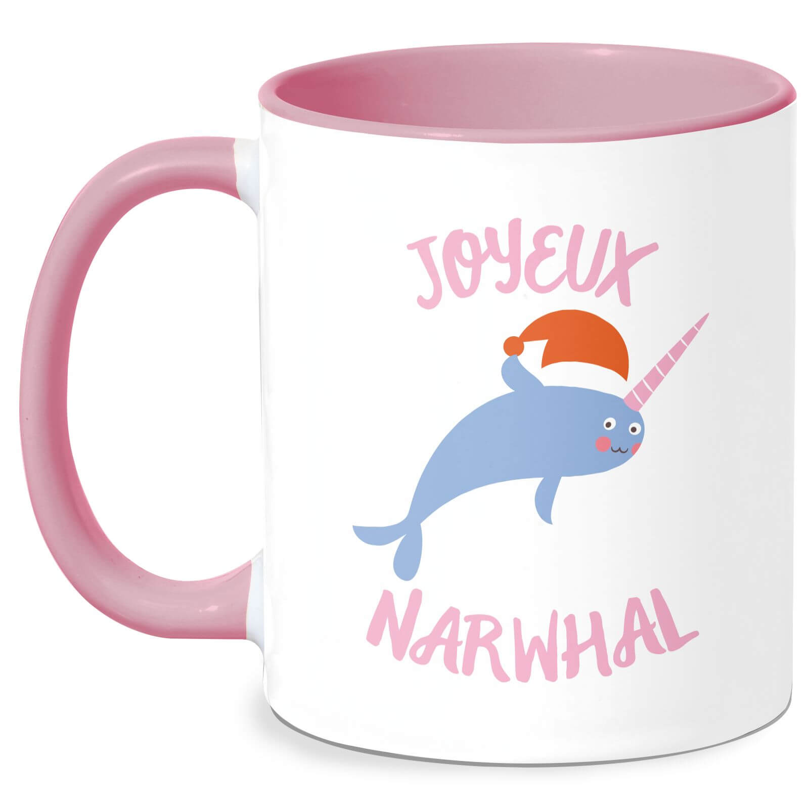 Joyeux Narwhal Mug - White/Pink