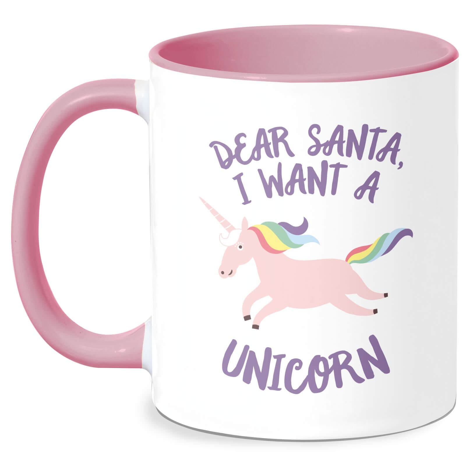 Dear Santa, I Want A Unicorn Mug - White/Pink