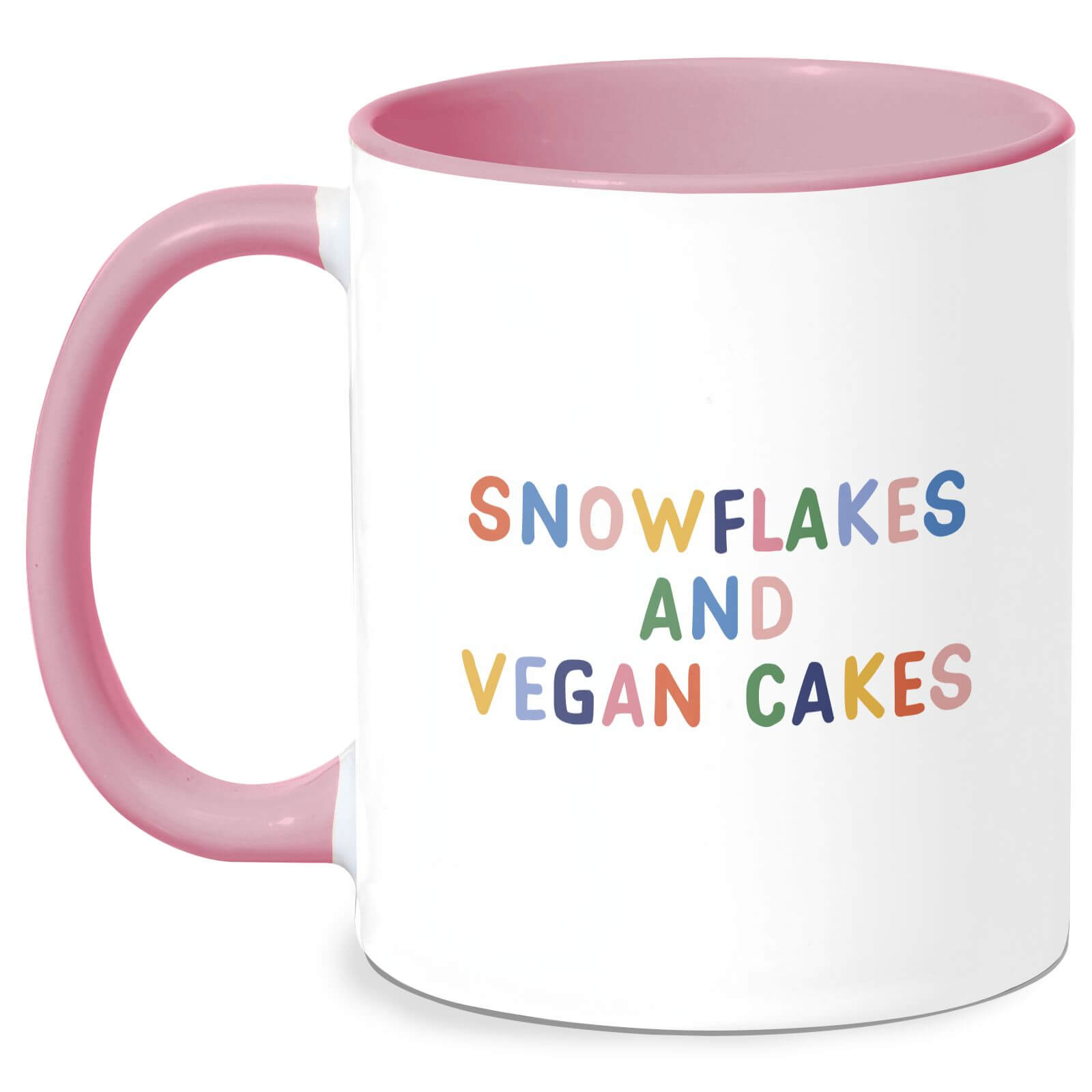 Snowflakes And Vegan Cakes Mug - White/Pink