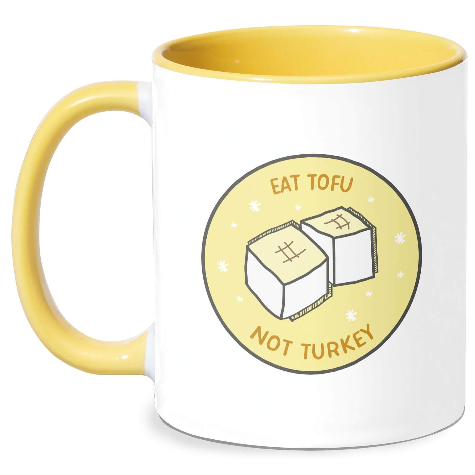 Eat Tofu Not Turkey Mug - White/Yellow