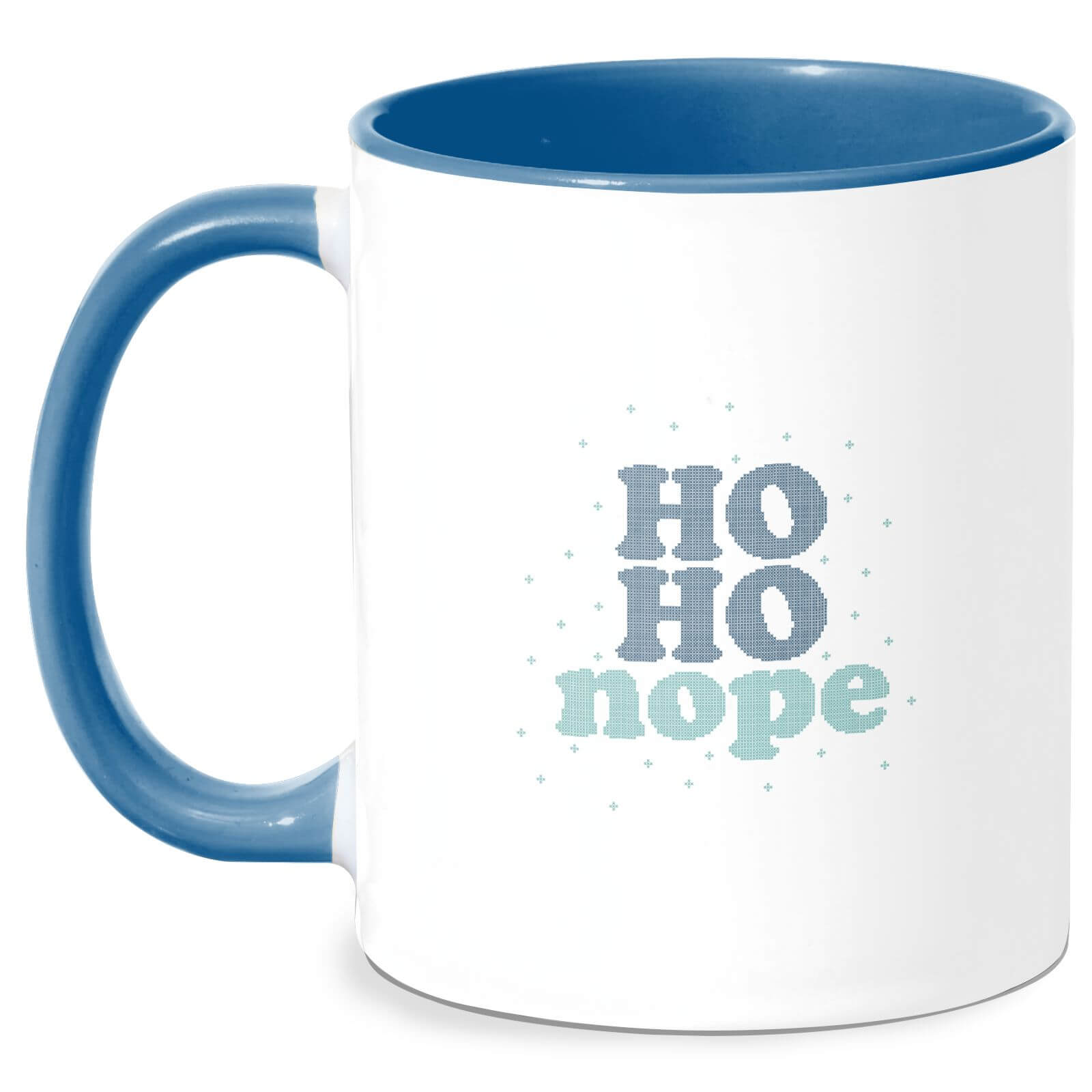Cross Stitch Ho Ho Nope Mug - White/Blue