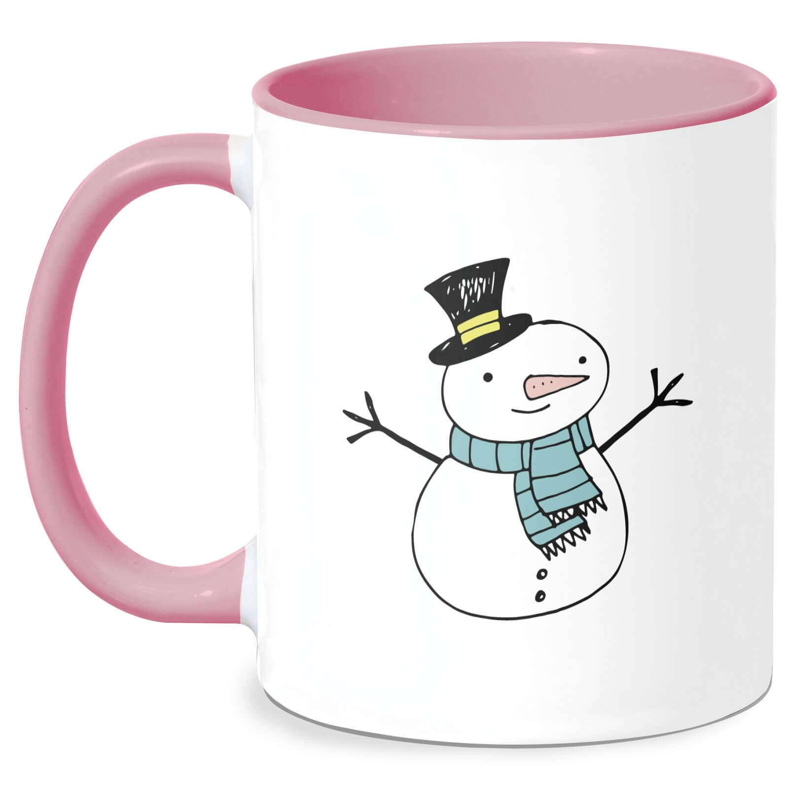Christmas Snowman Mug - White/Pink