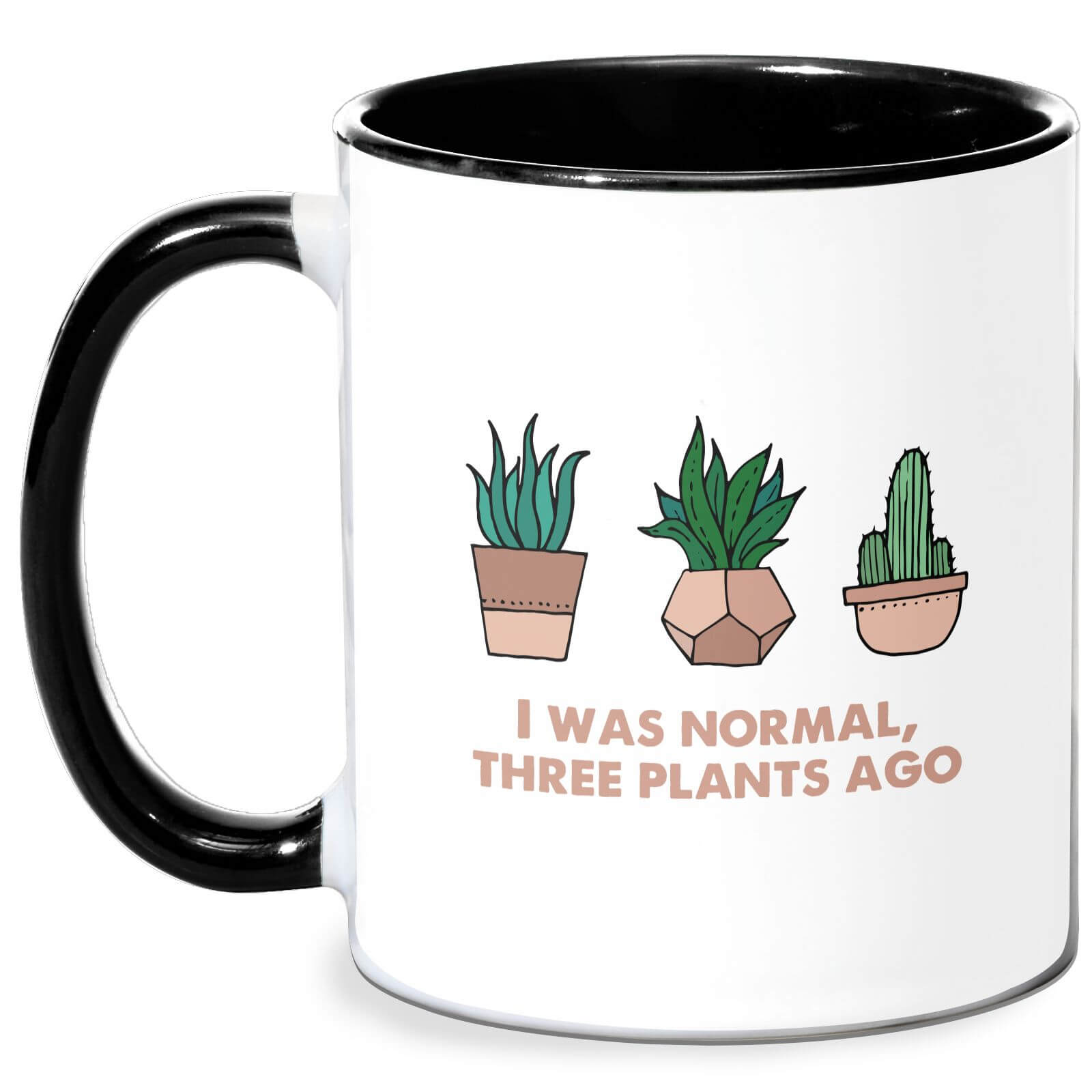 I Was Normal Three Plants Ago Illustration Mug - White/Black
