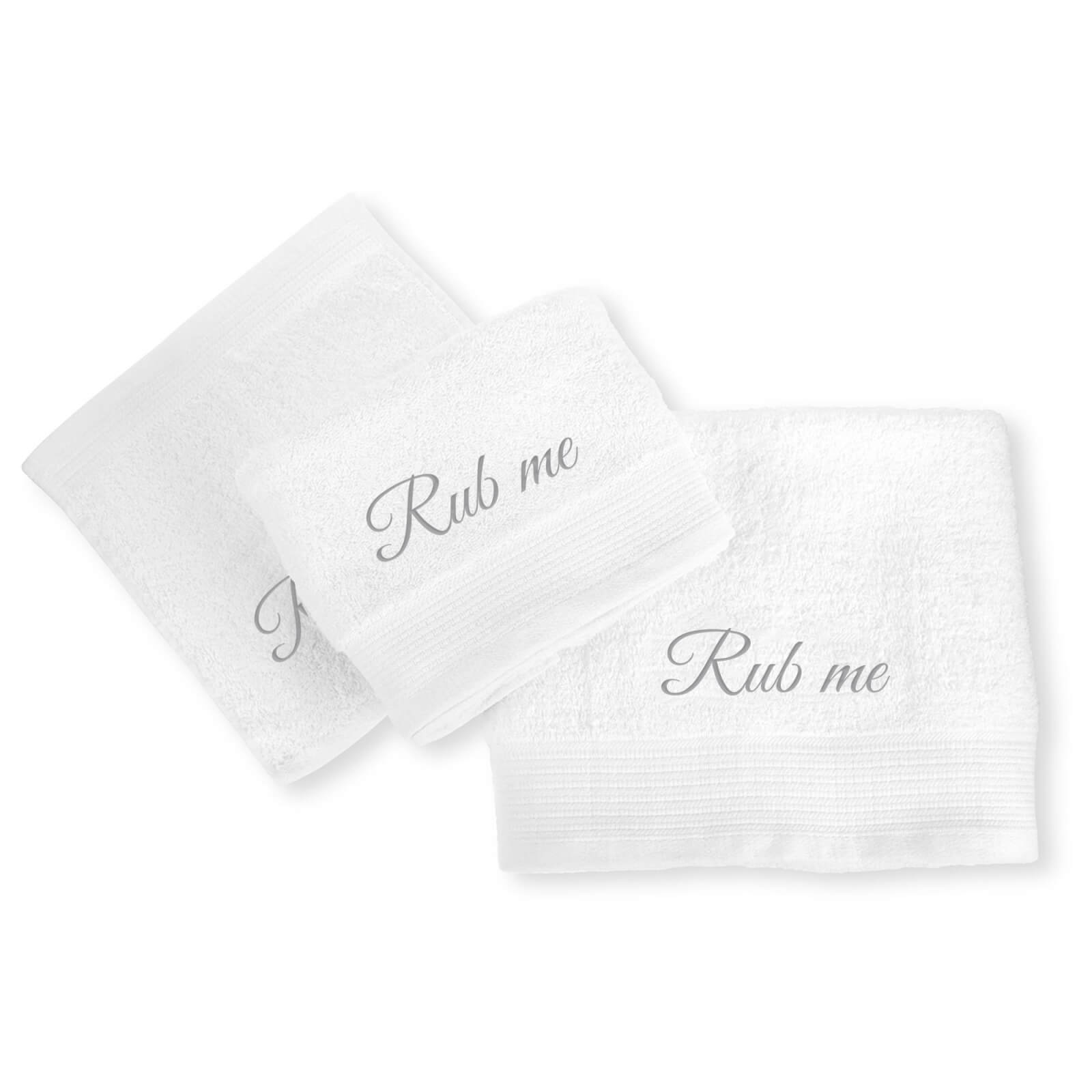 Rub Me Cotton Embroidered Towel Bale - White
