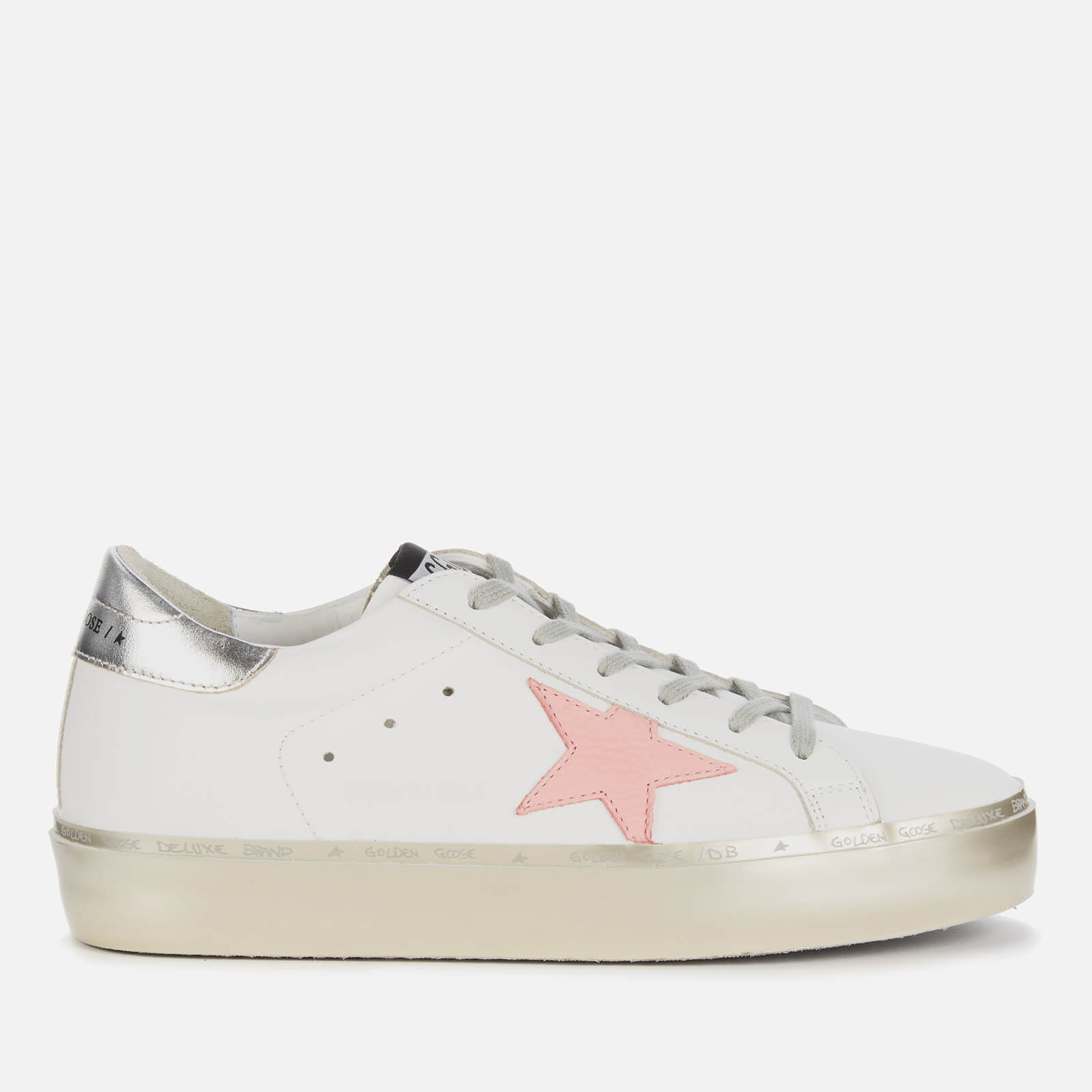 Golden Goose Deluxe Brand Women's Hi Star Leather Flatform Trainers - White/Pink Pastel/Silver/Gold - UK 8