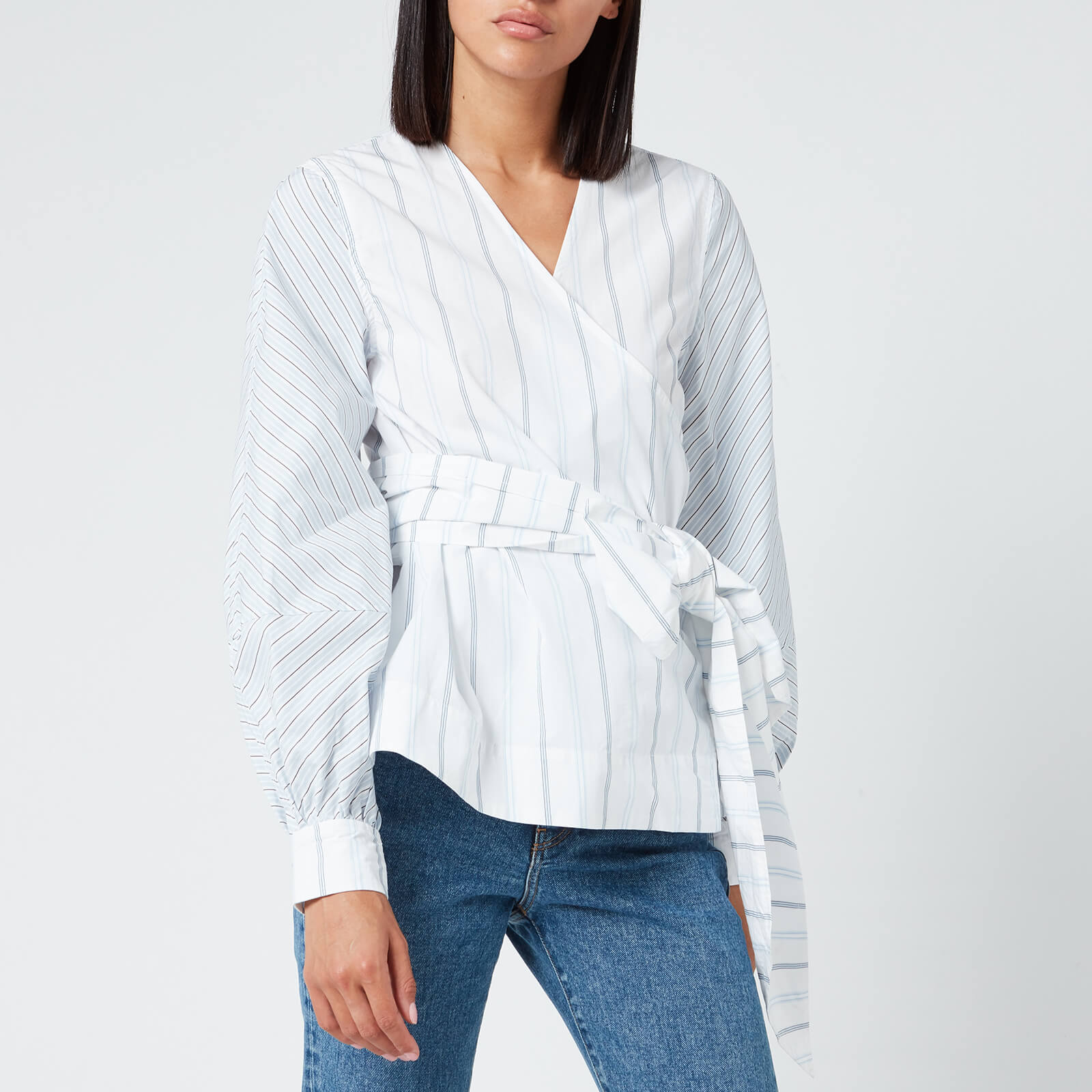 Ganni Women's Shirting Cotton Wrap Shirt - Block Colour - EU 38/UK 10