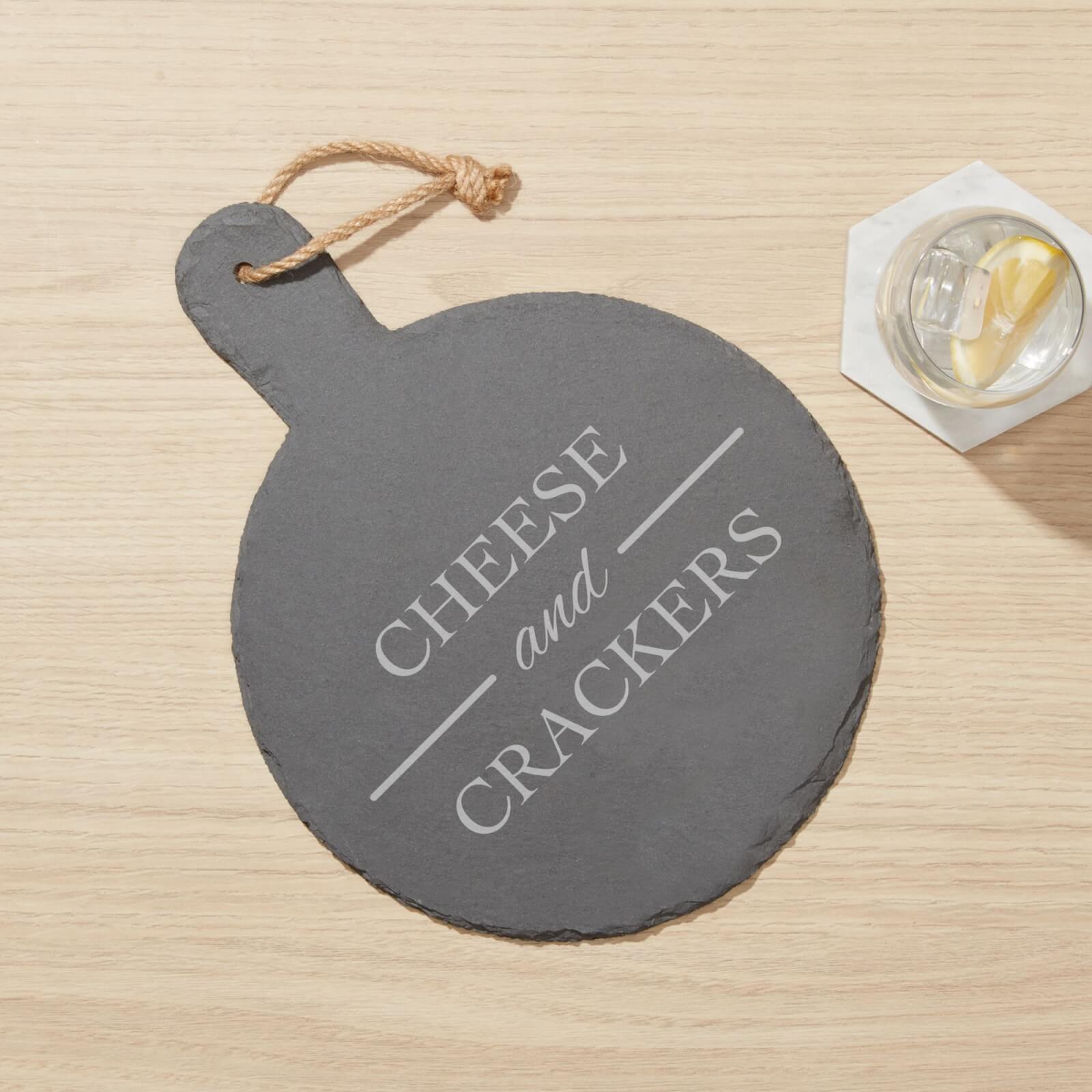 Cheese And Crackers Engraved Slate Cheese Board