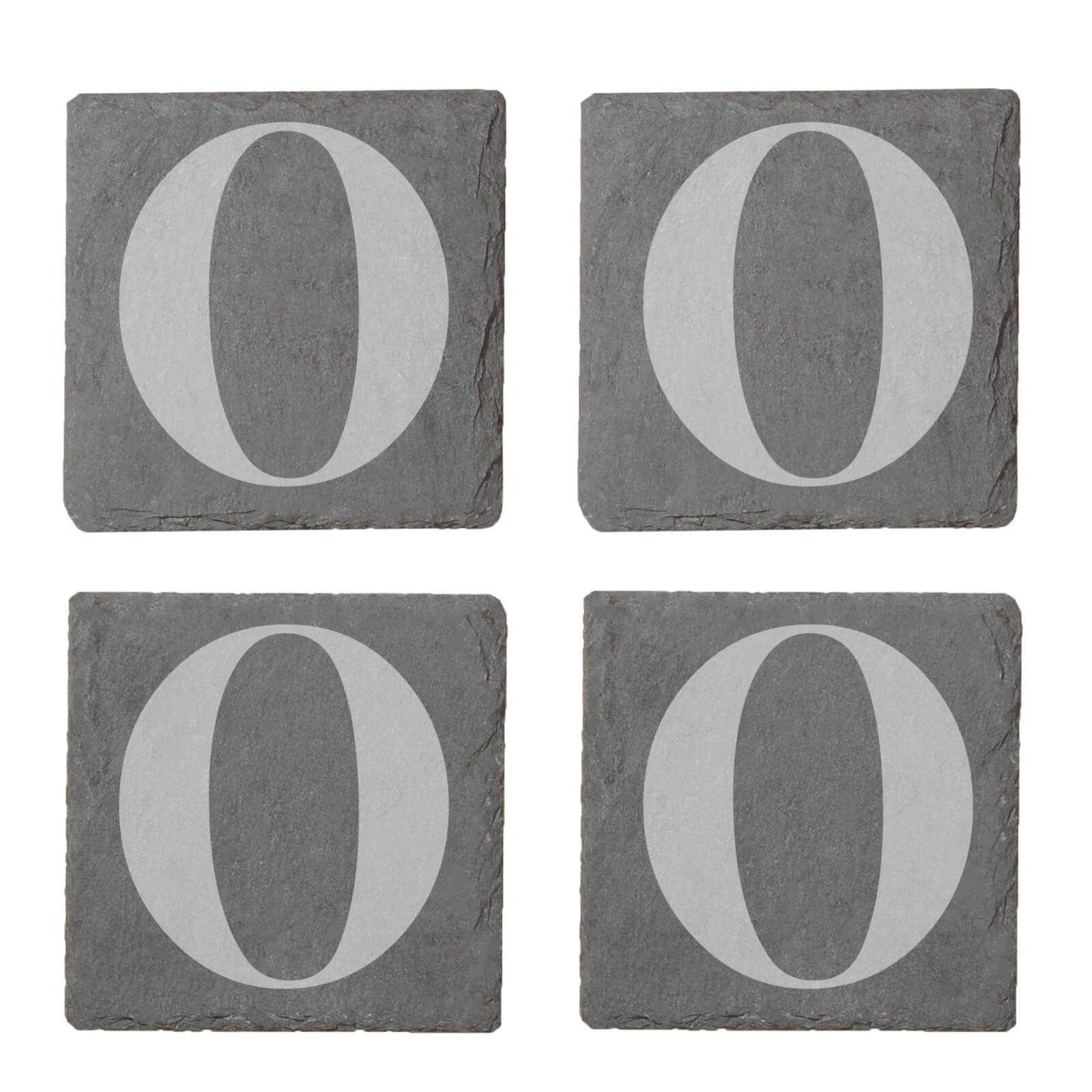 Uppercase Letter Engraved Slate Coaster Set - O