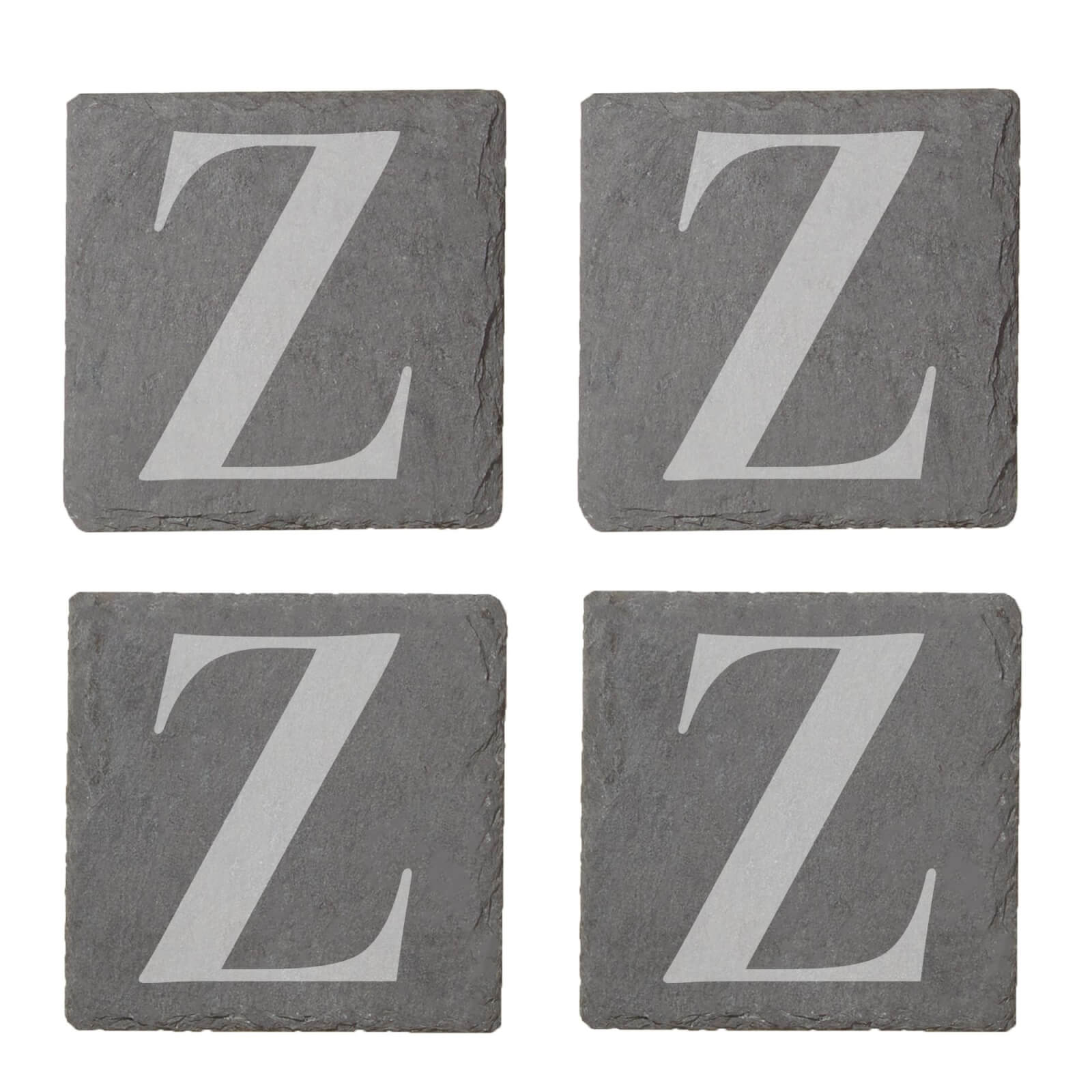 Uppercase Letter Engraved Slate Coaster Set - Z