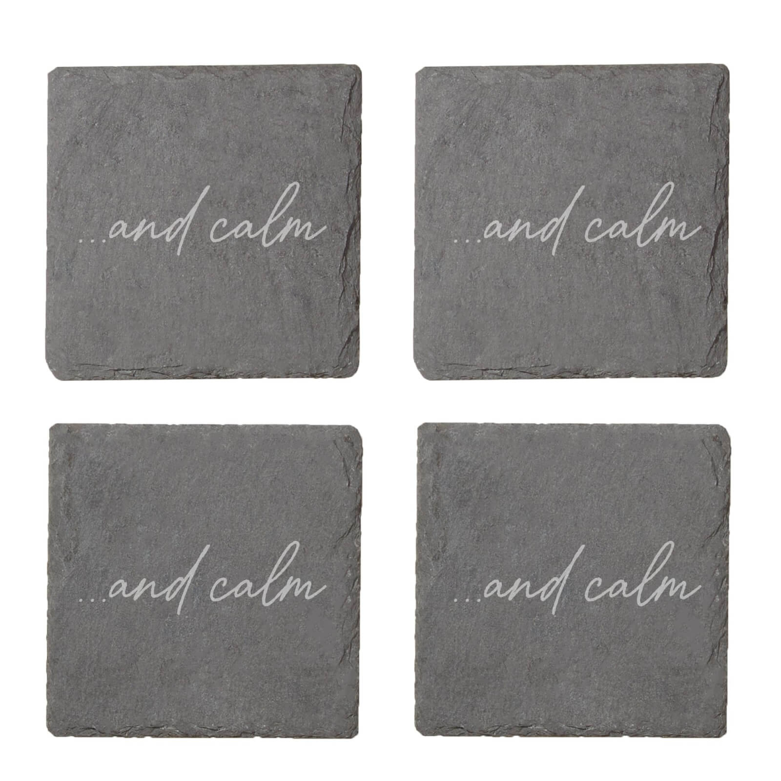And Calm Engraved Slate Coaster Set