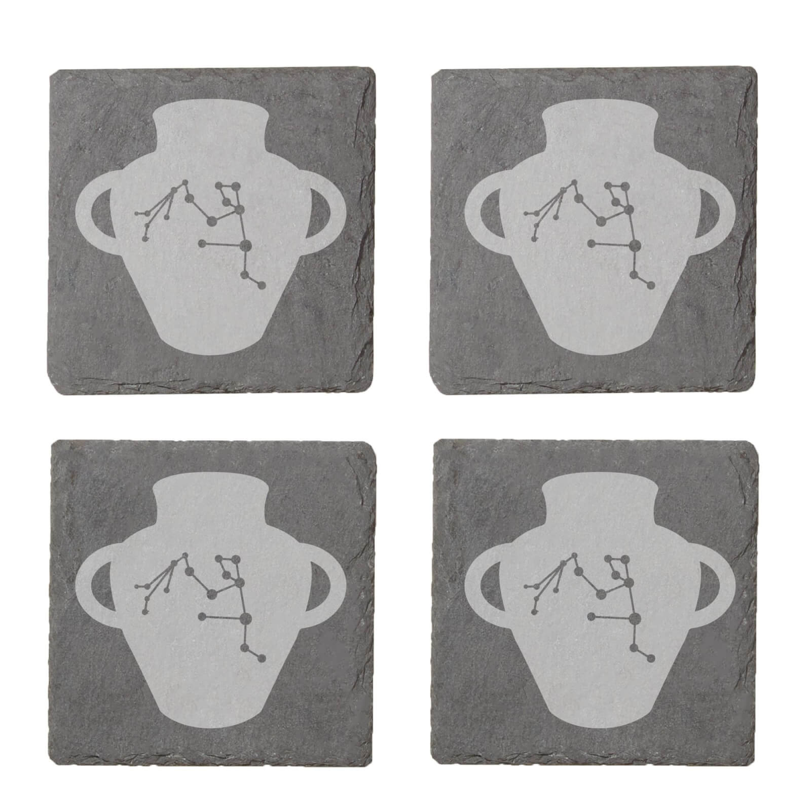 Aquarius Engraved Slate Coaster Set