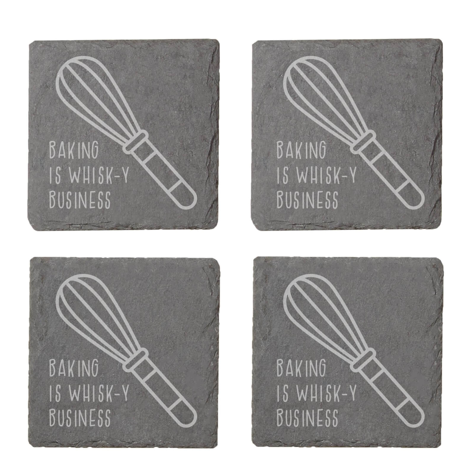 Baking Is Whisk-y Business Engraved Slate Coaster Set