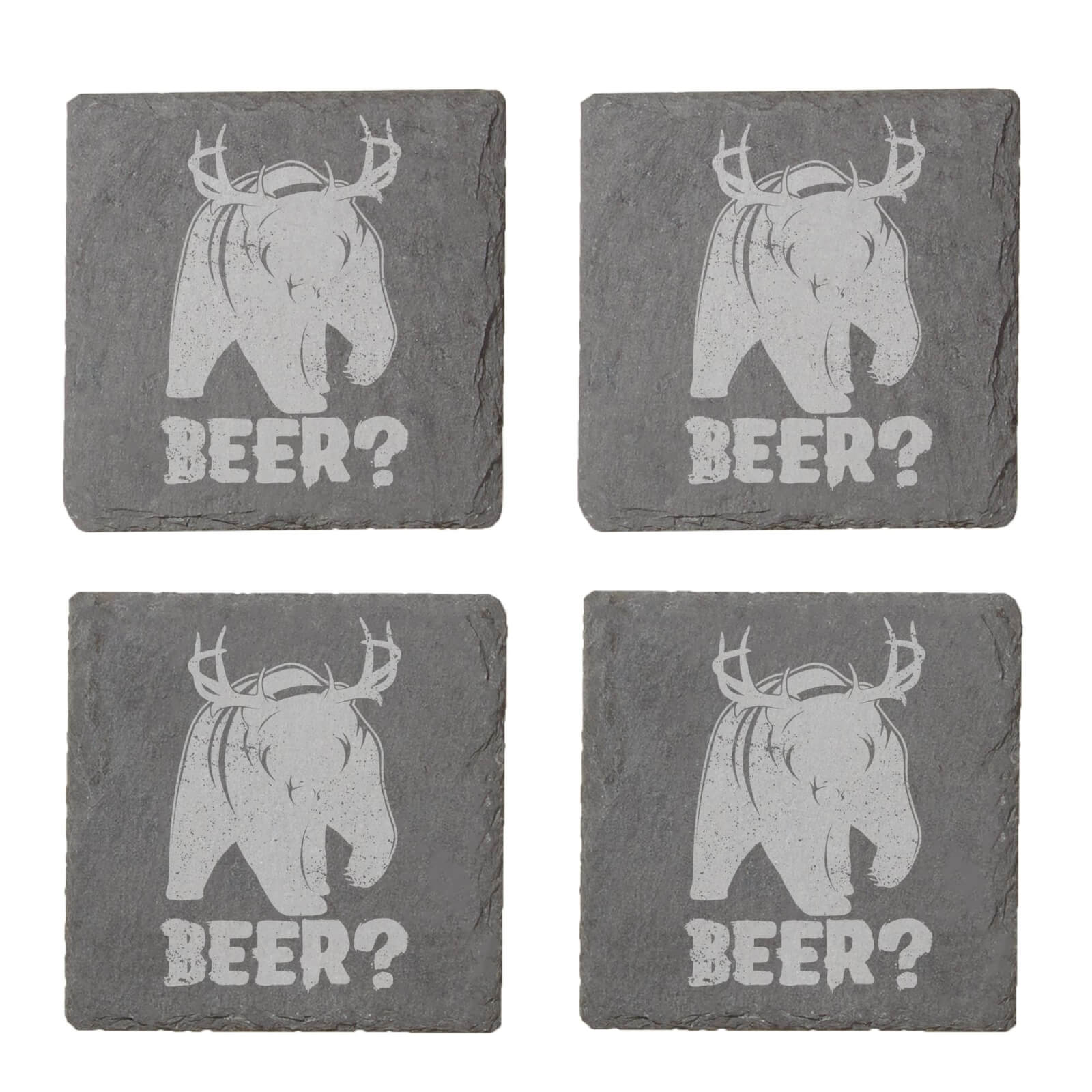 Beer? Engraved Slate Coaster Set