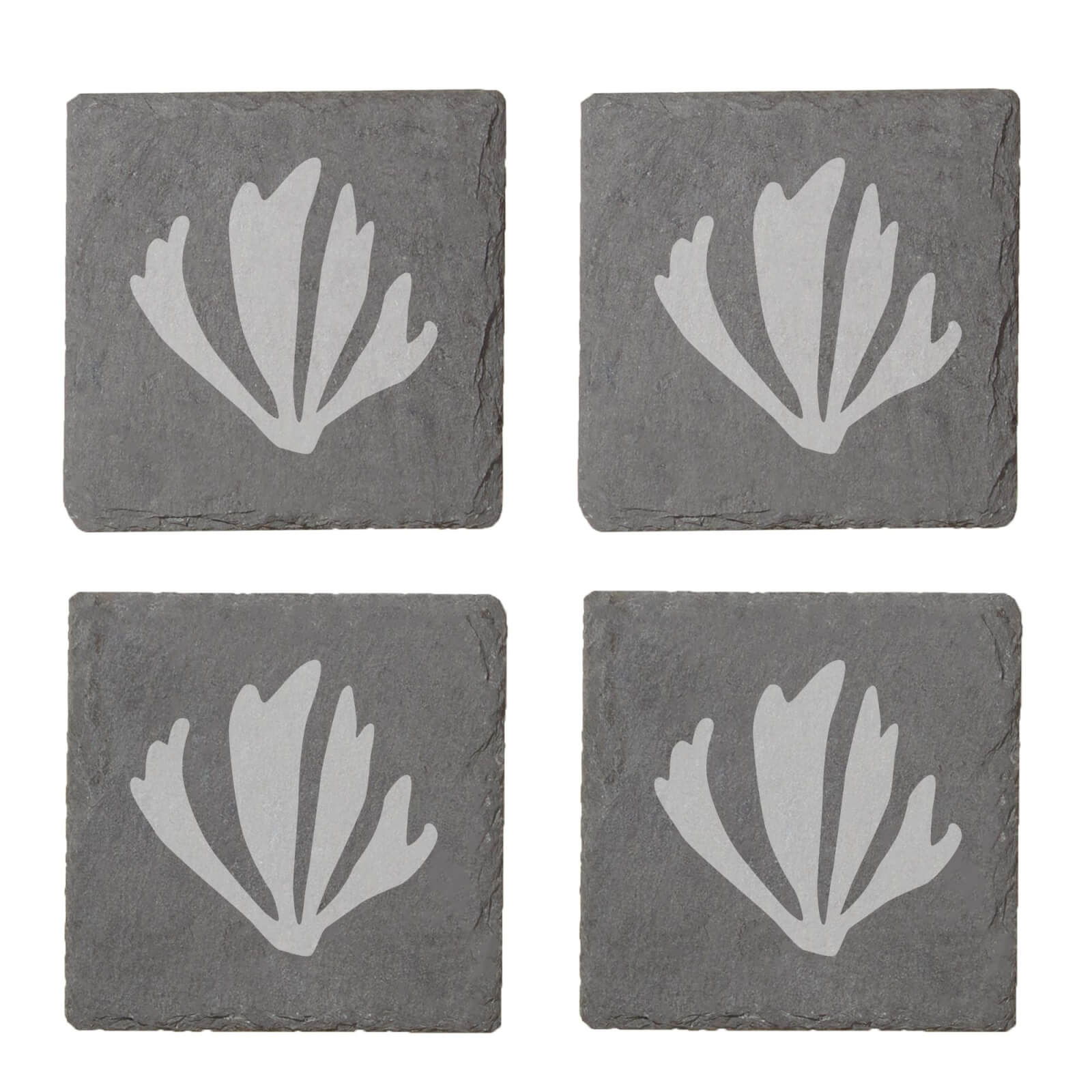 Coral Shapes Engraved Slate Coaster Set
