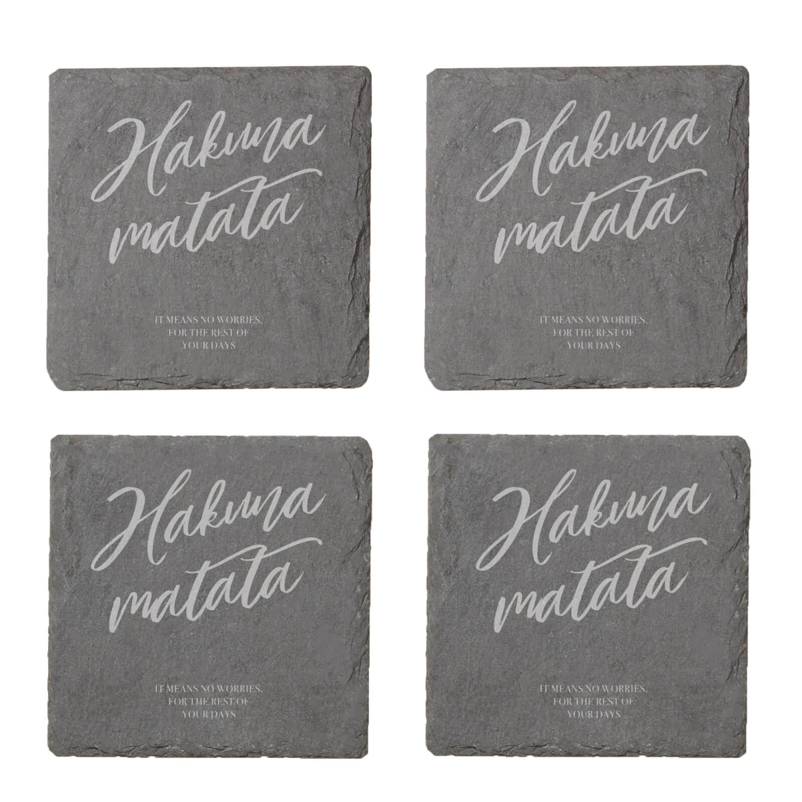 Hakuna Matata Engraved Slate Coaster Set