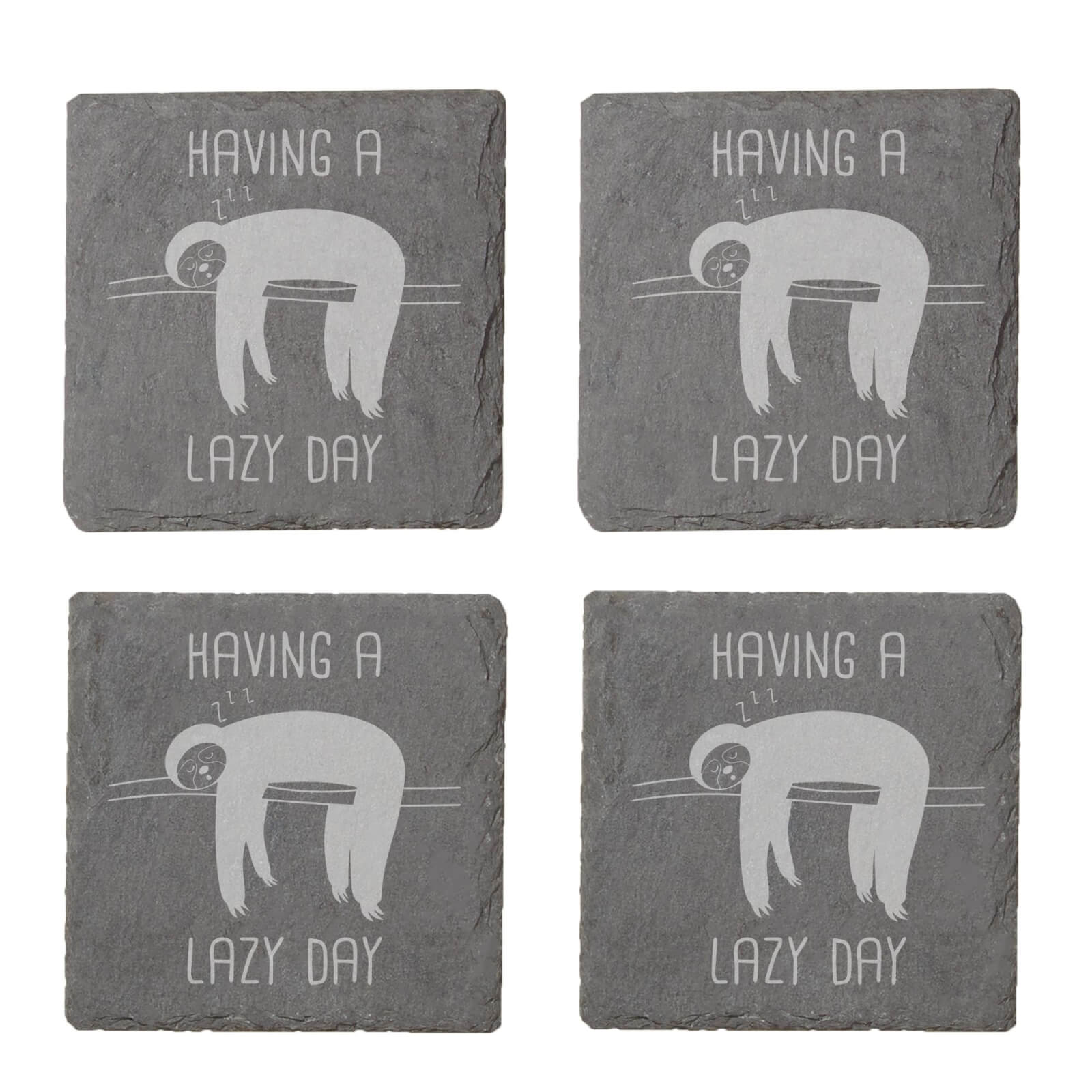 Have A Lazy Day Engraved Slate Coaster Set