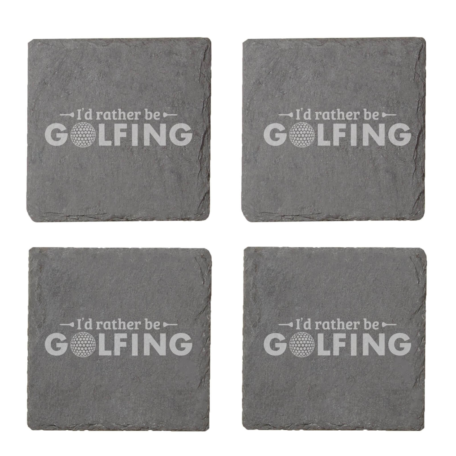 I'd Rather Be Golfing Engraved Slate Coaster Set
