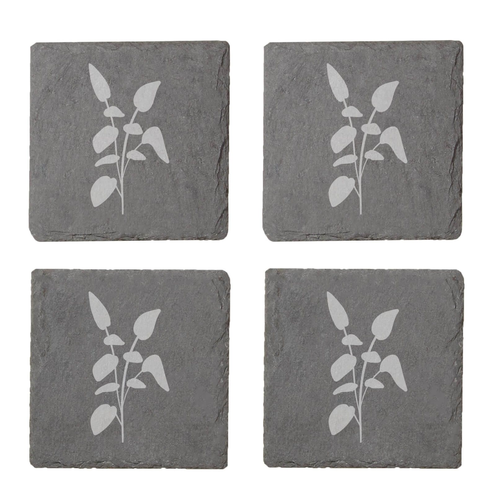 Leaves Engraved Slate Coaster Set