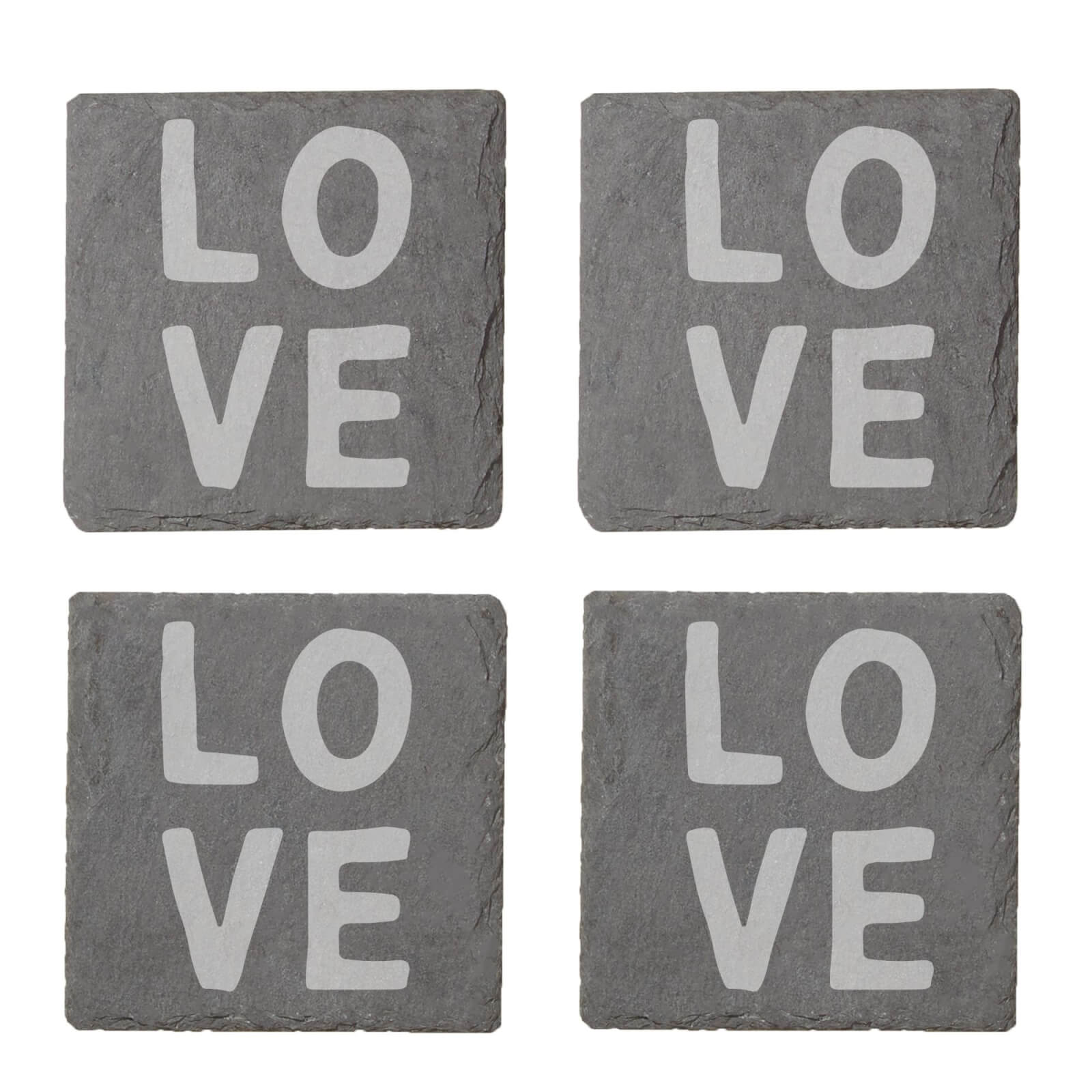 Love Engraved Slate Coaster Set