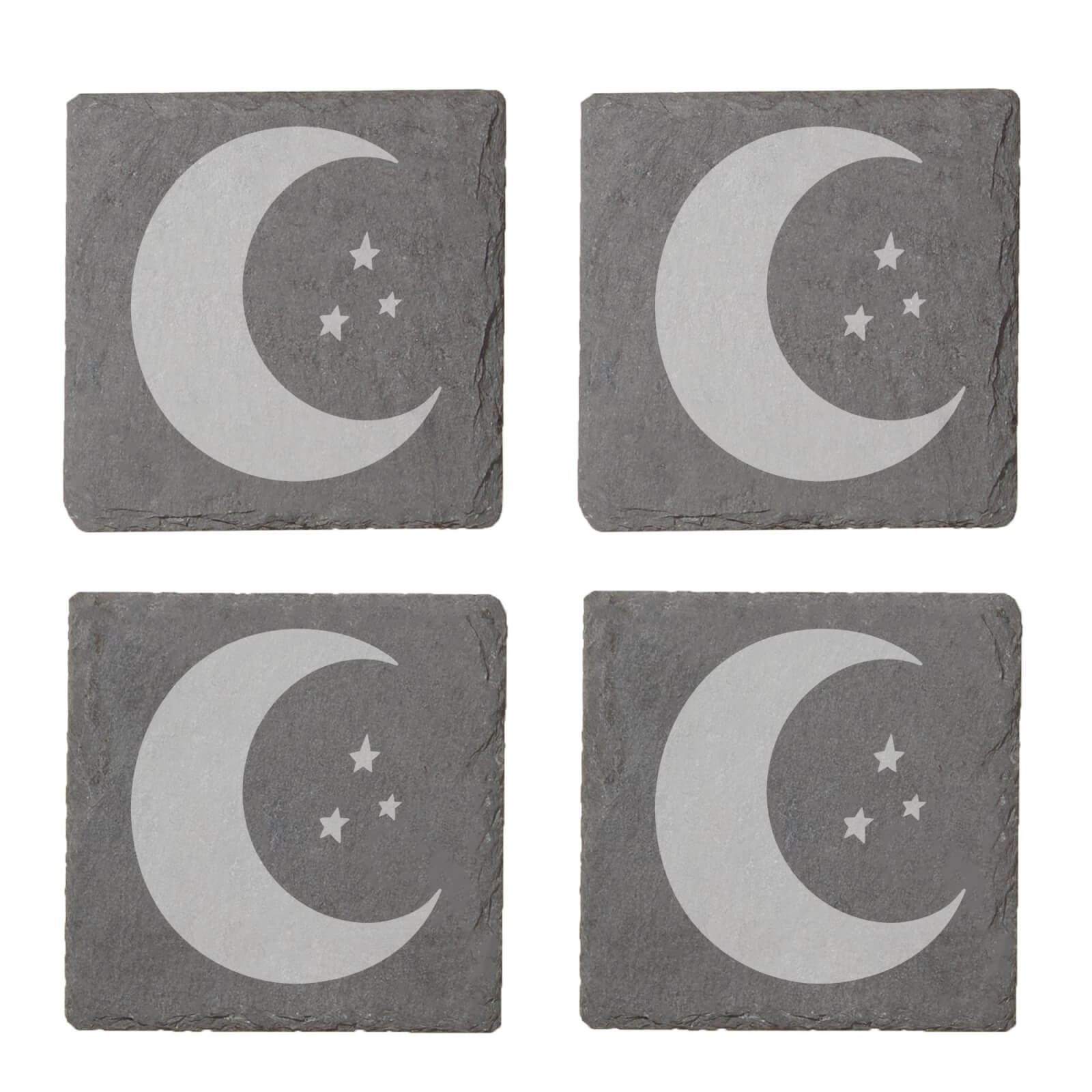 Moon And Stars Engraved Slate Coaster Set