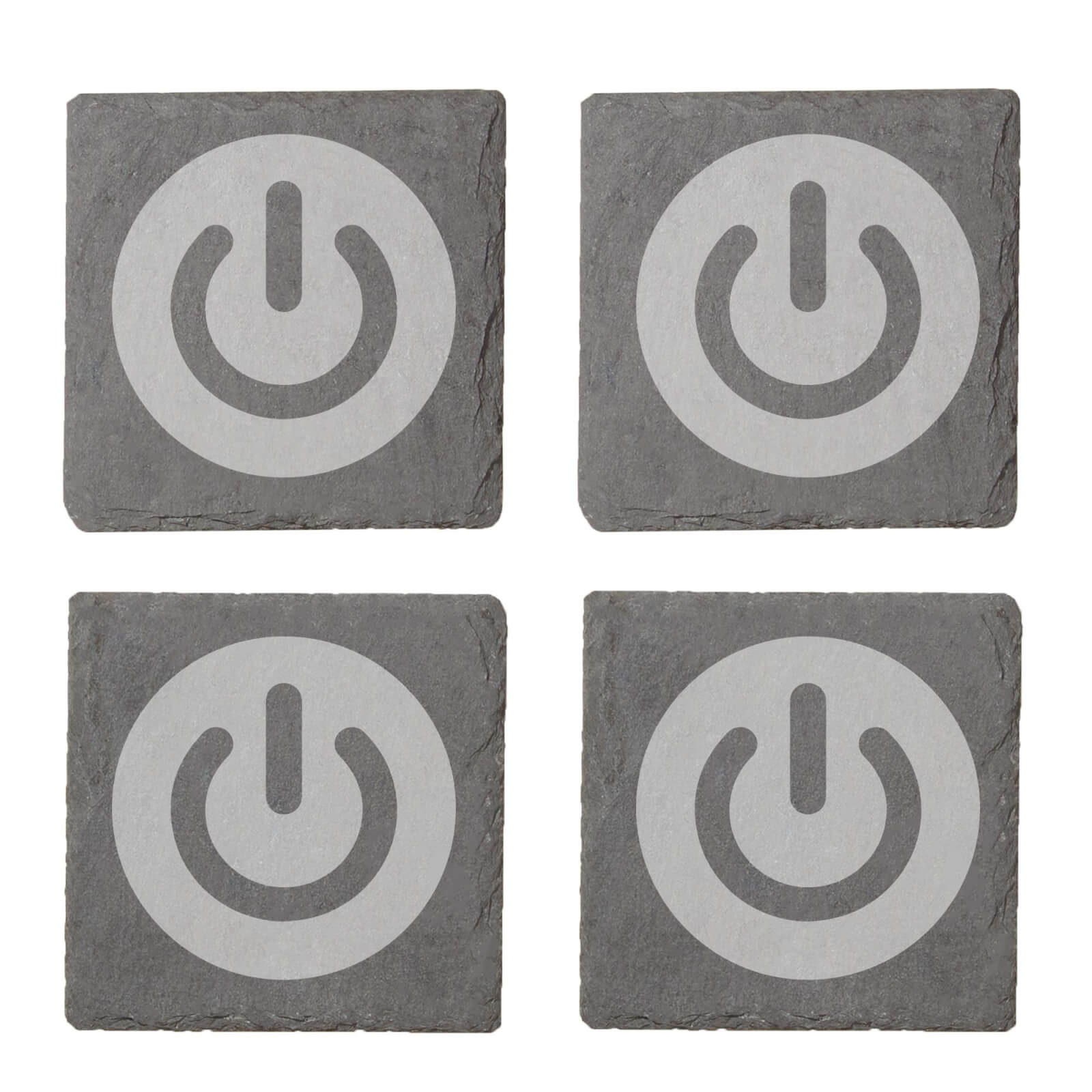 Power On Engraved Slate Coaster Set