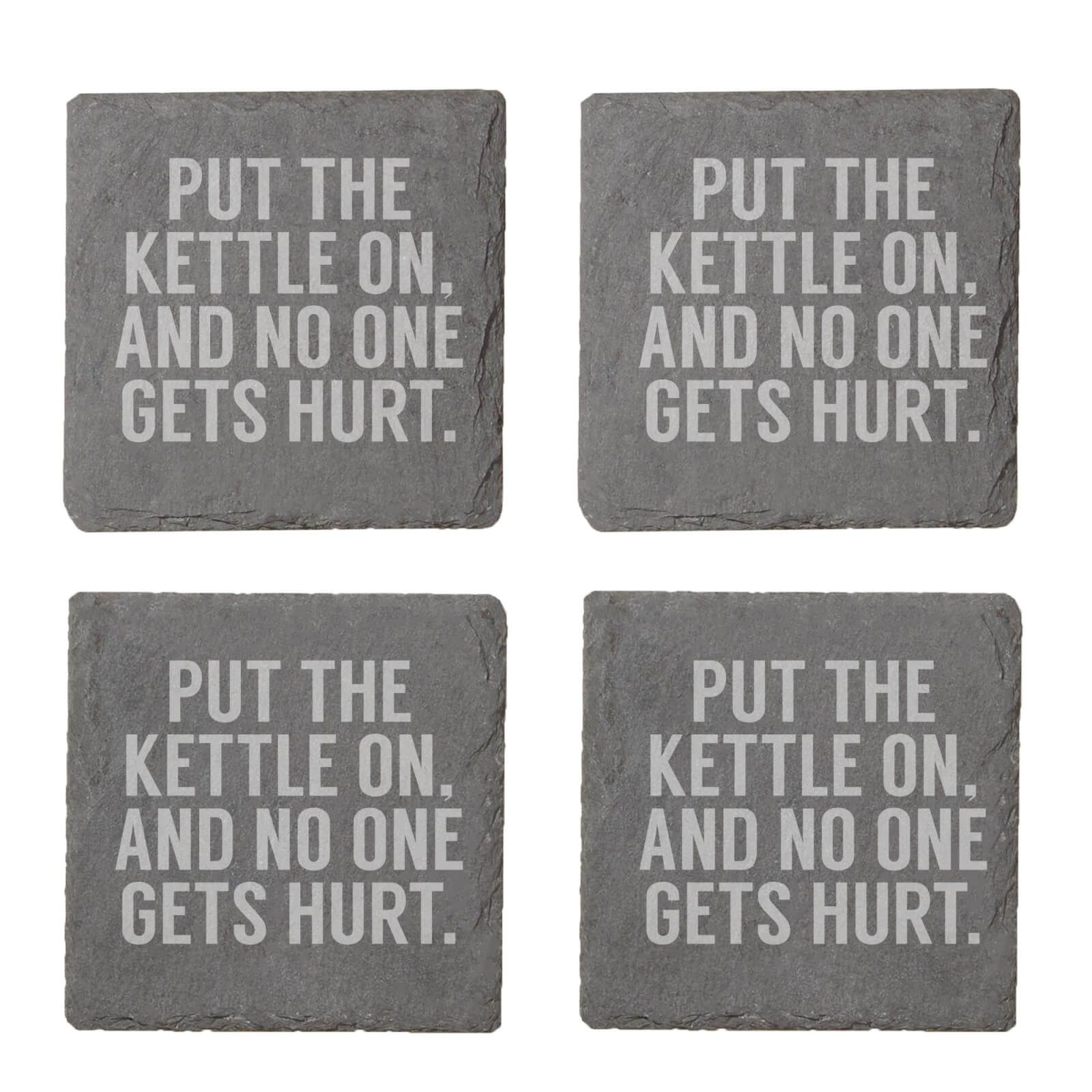 Put The Kettle On Engraved Slate Coaster Set