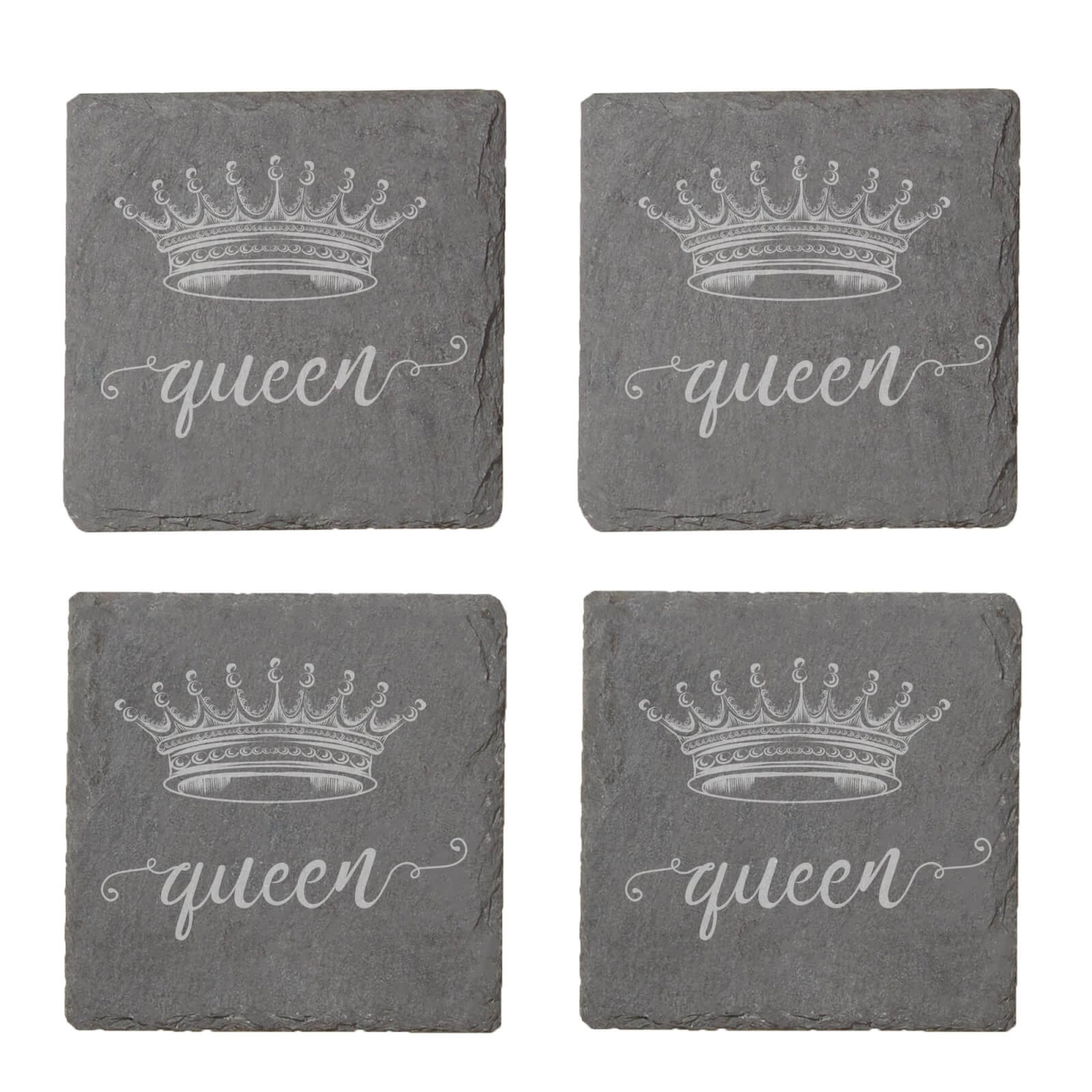 Queen Engraved Slate Coaster Set