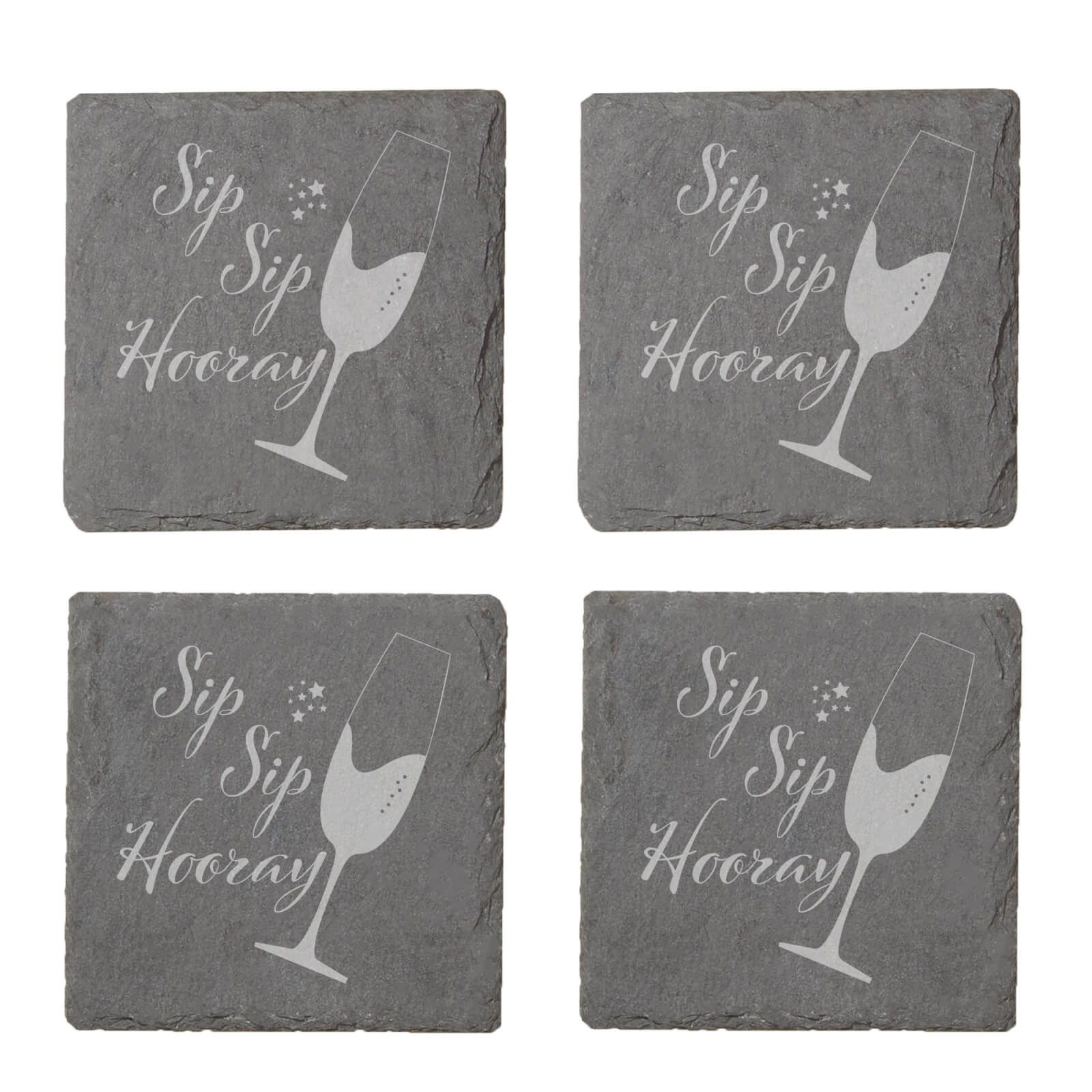 Sip Sip Hooray Engraved Slate Coaster Set