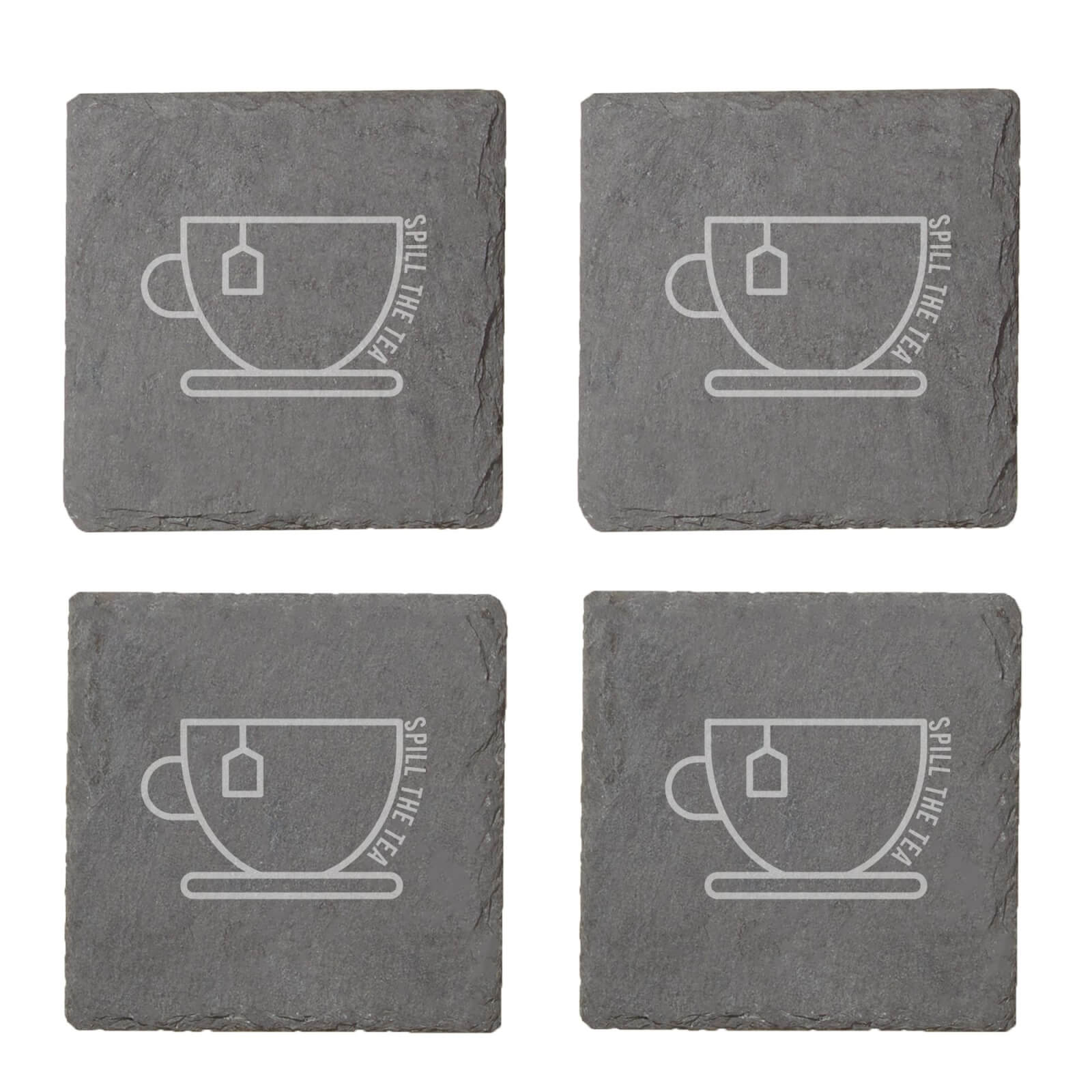 Spill The Tea Engraved Slate Coaster Set