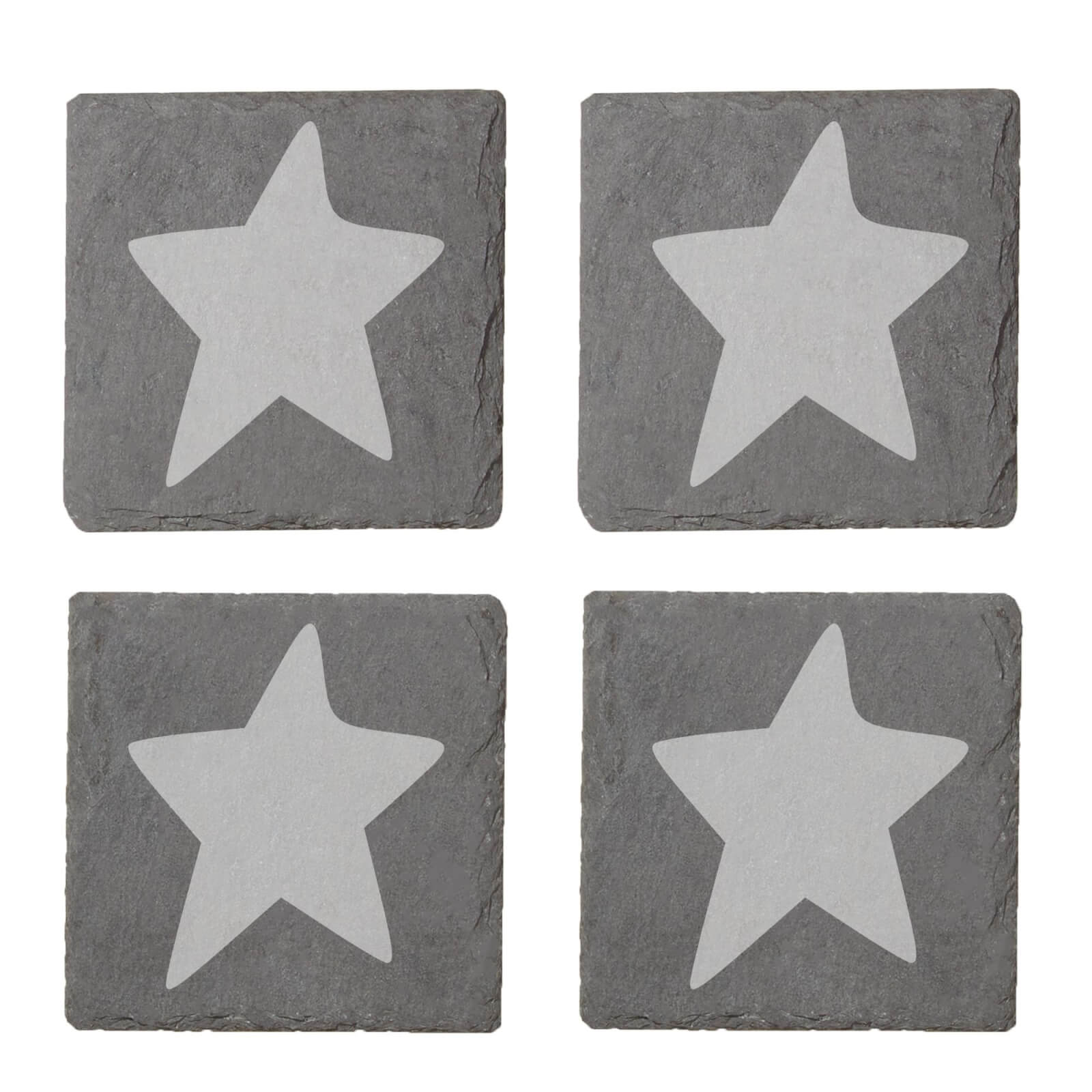 Star Engraved Slate Coaster Set