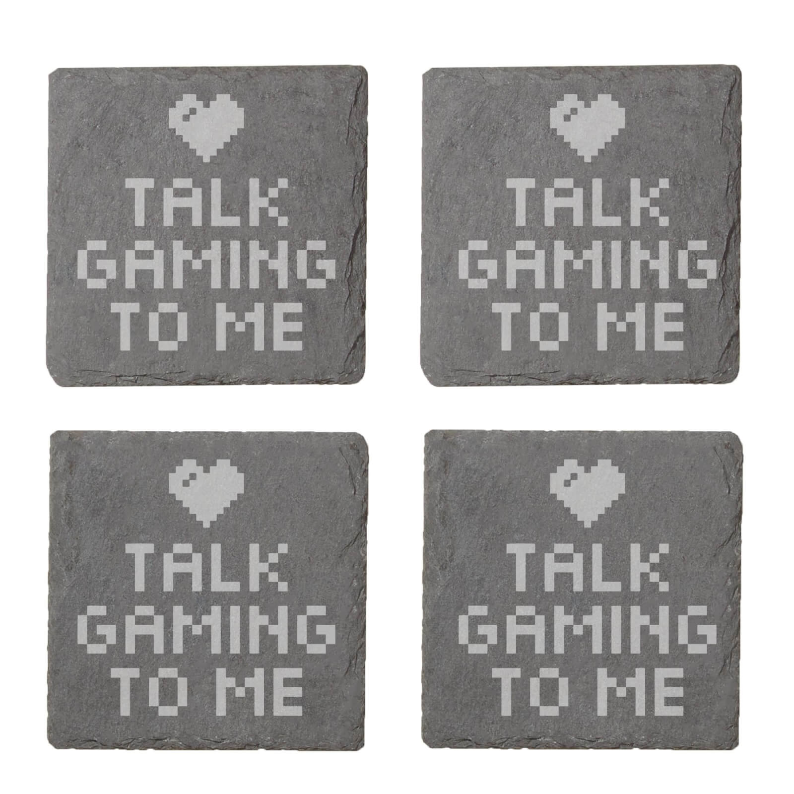 Talk Gaming To Me Engraved Slate Coaster Set