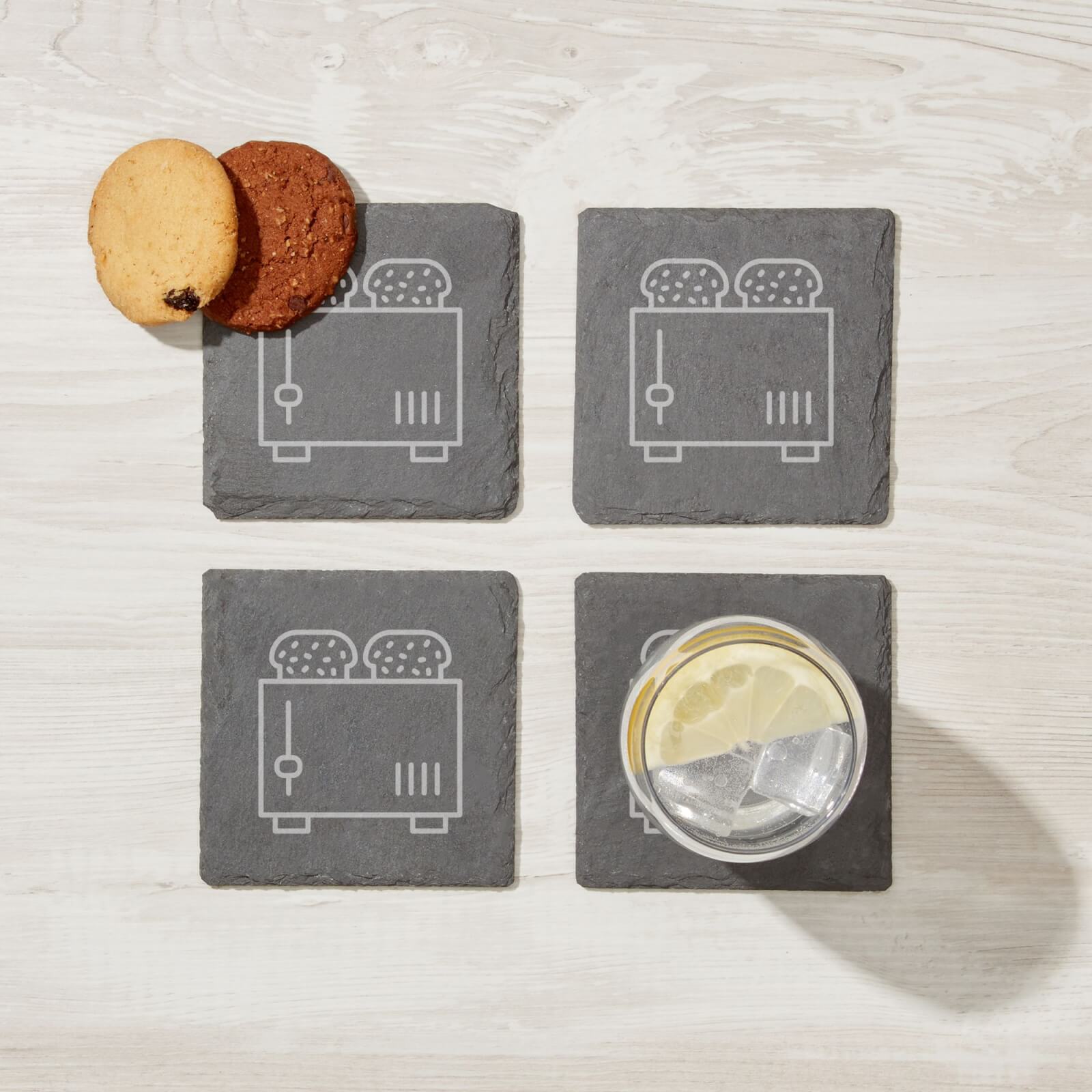 Toaster Engraved Slate Coaster Set