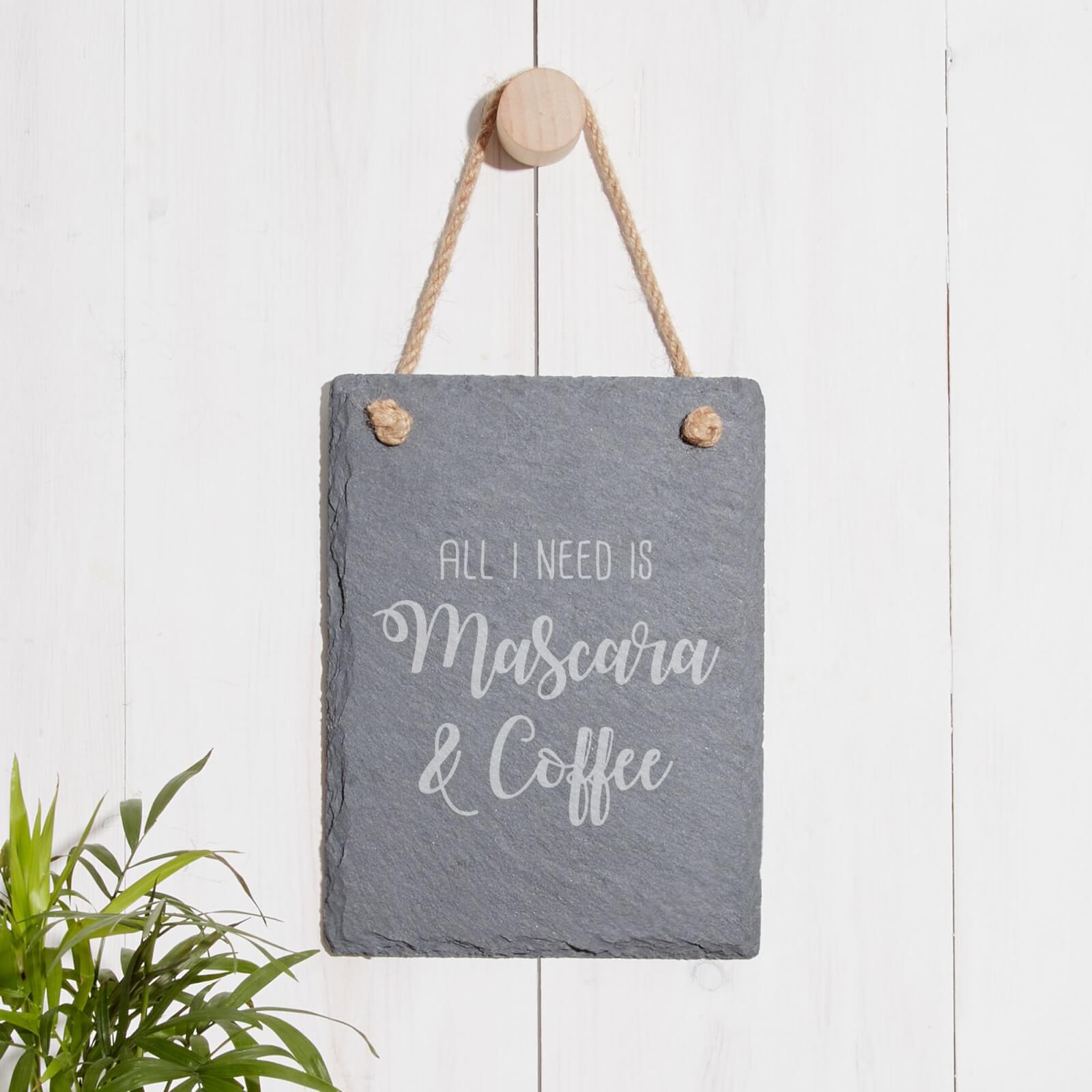 All I Need Is Mascara & Coffee Engraved Slate Memo Board - Portrait