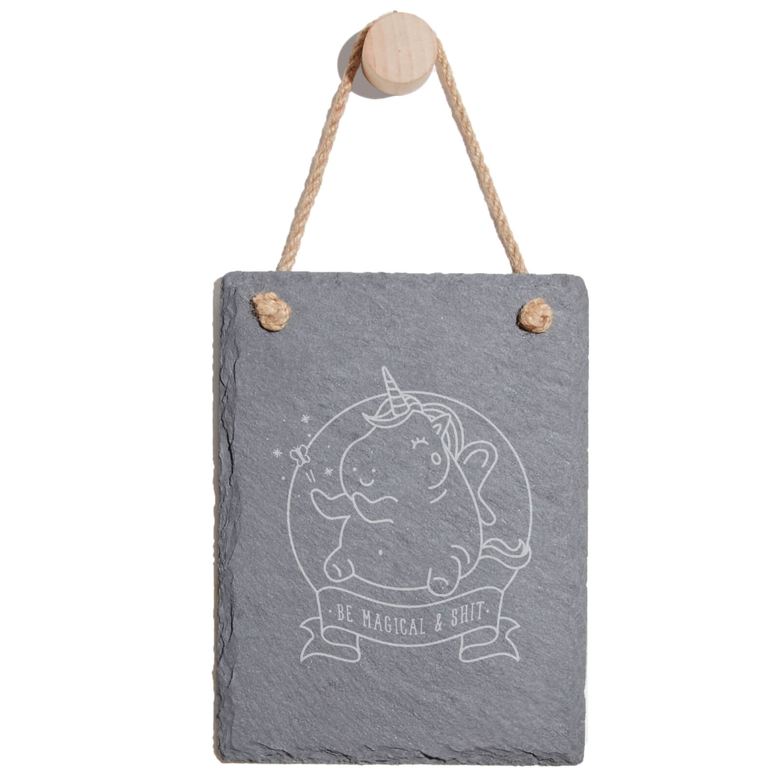 Be Magical & Shit Engraved Slate Memo Board - Portrait