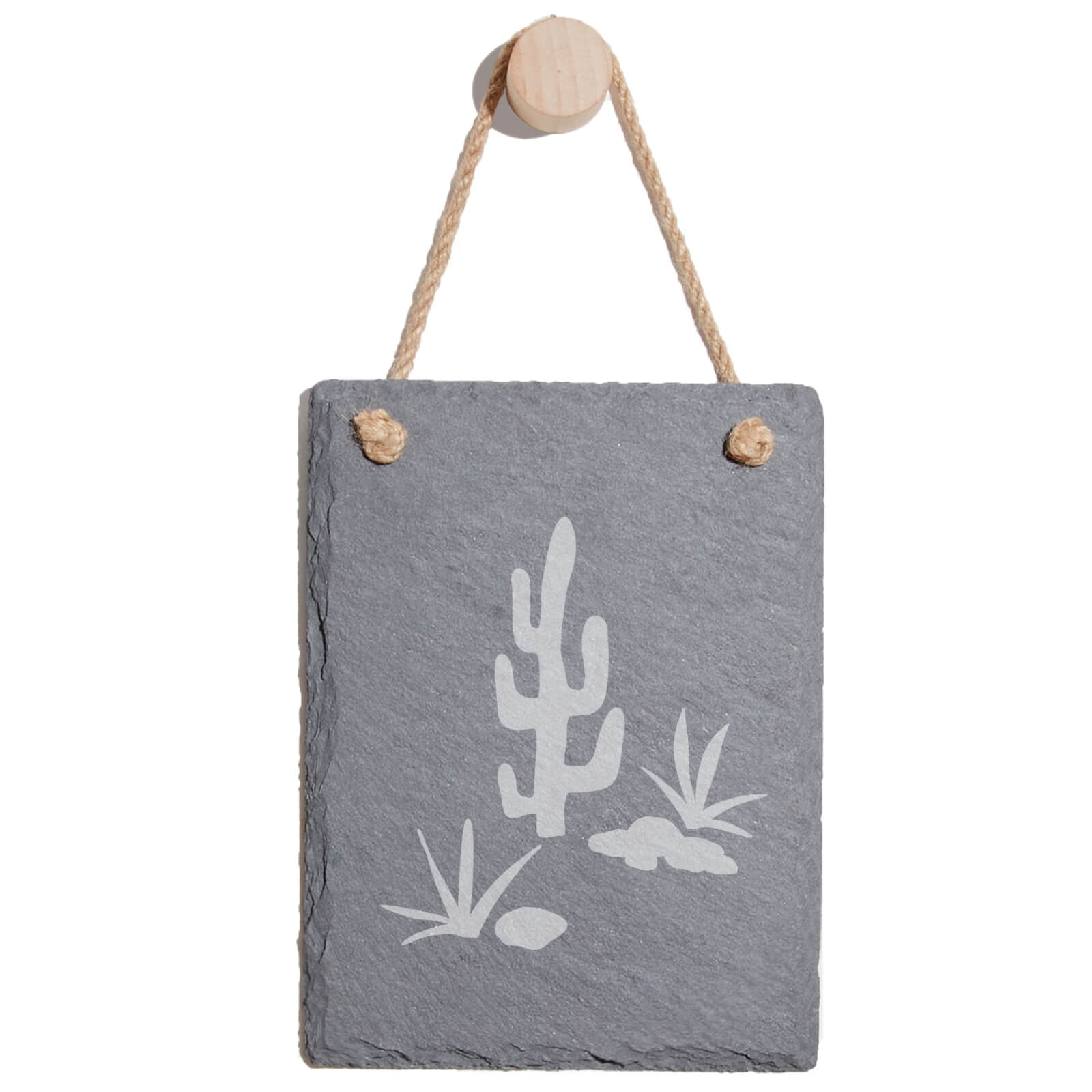 Cactus Scene Engraved Slate Memo Board - Portrait