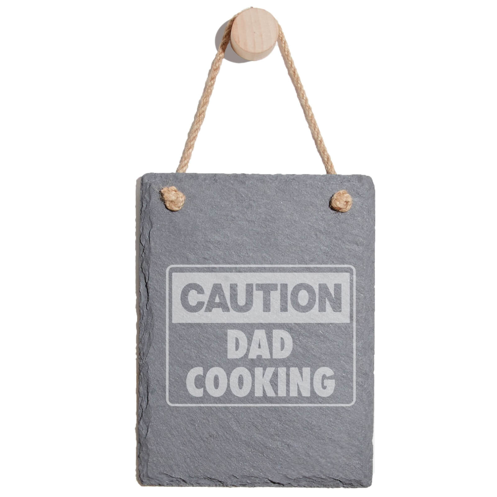 Caution Dad Cooking Engraved Slate Memo Board - Portrait