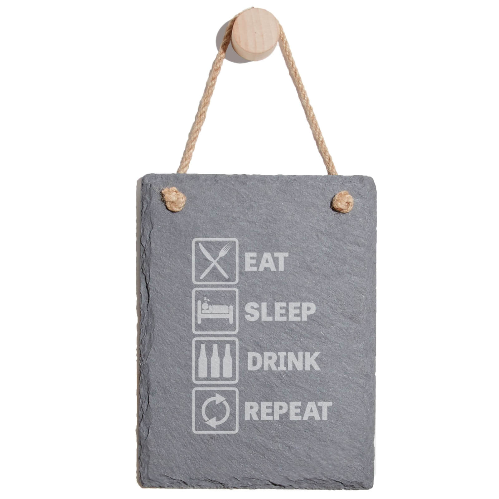 Eat, Sleep, Drink & Repeat Engraved Slate Memo Board - Portrait