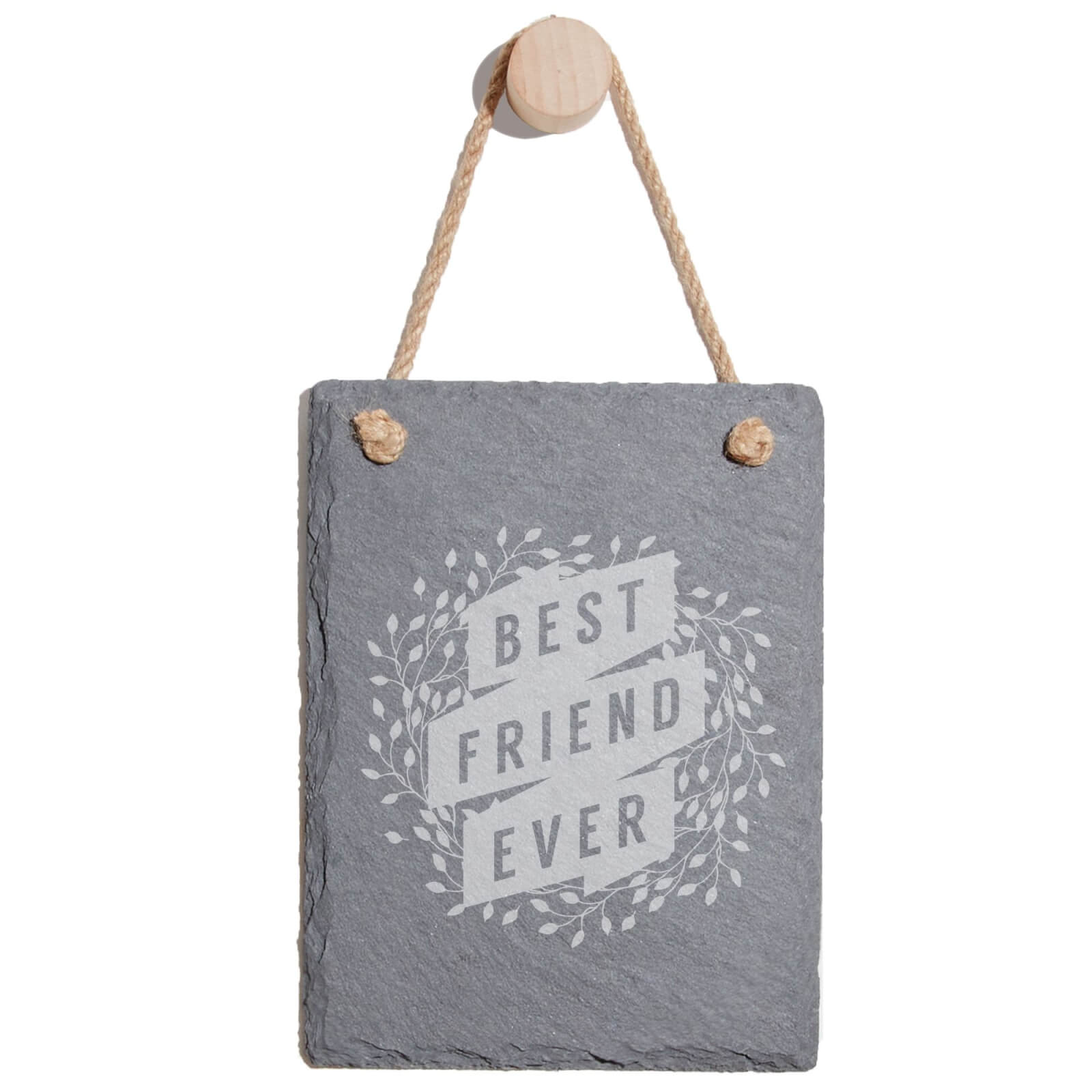 Floral Best Friend Ever Engraved Slate Memo Board - Portrait