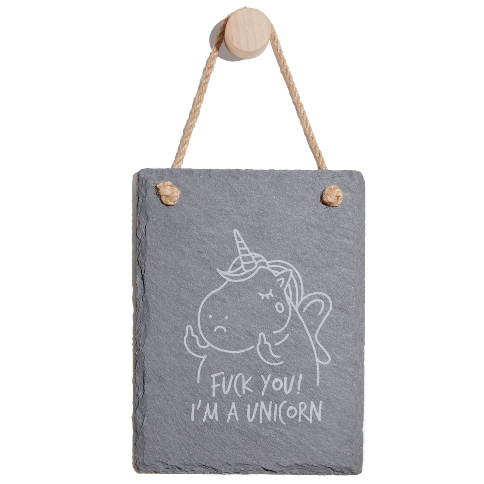 Fuck You! I'm A Unicorn Engraved Slate Memo Board - Portrait