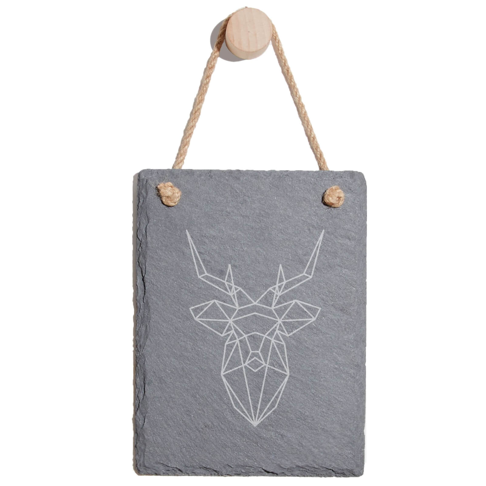 Geometric Stag Engraved Slate Memo Board - Portrait