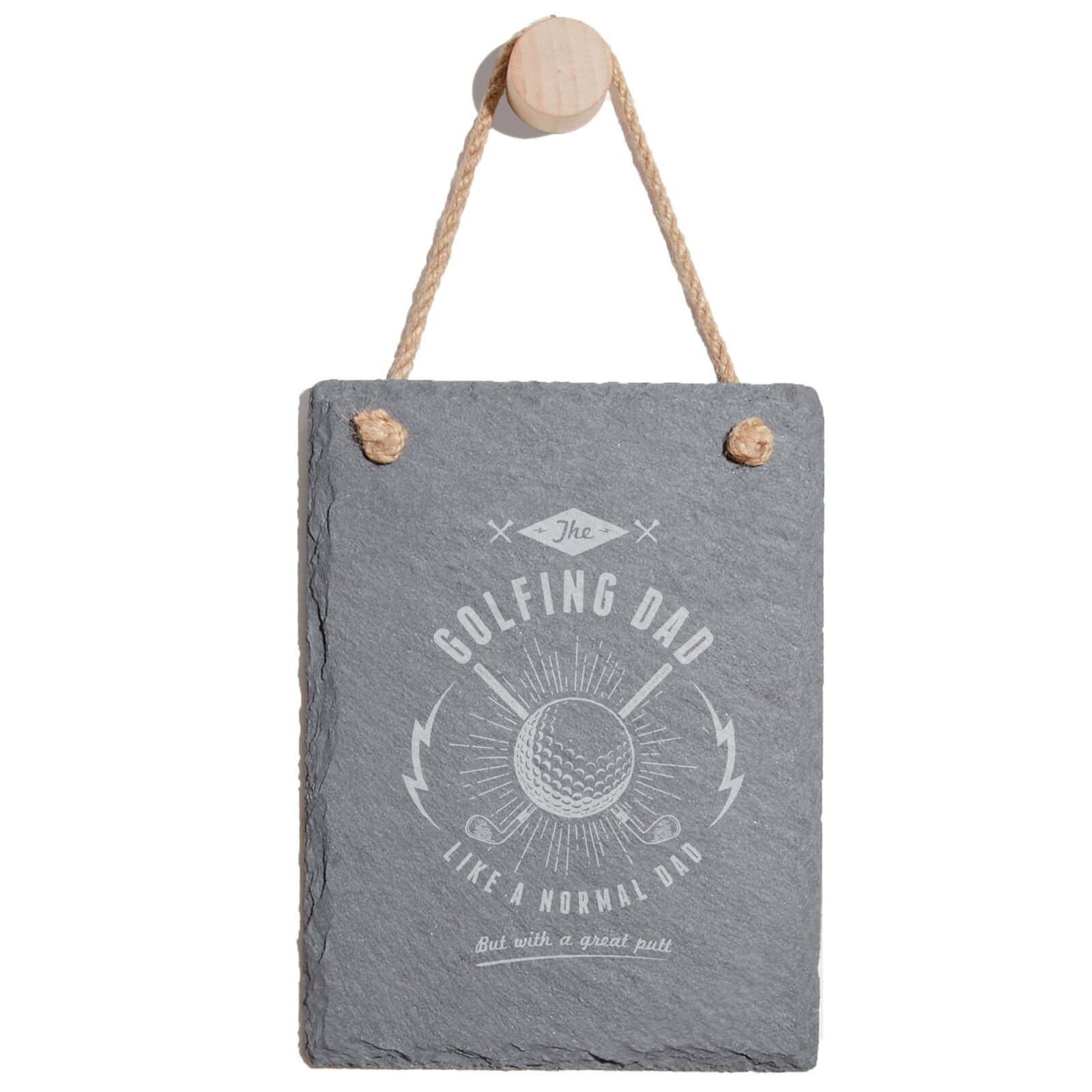 Golfing Dad Engraved Slate Memo Board - Portrait