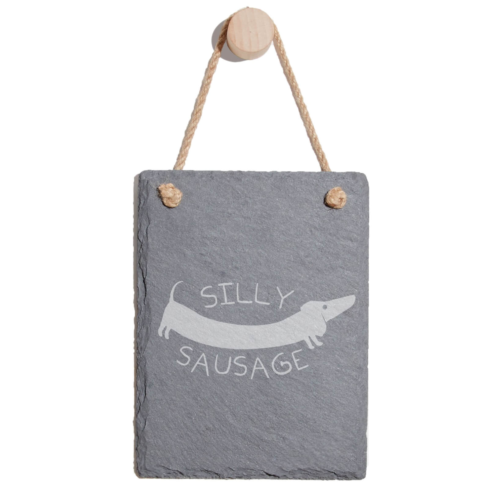 Silly Sausage Engraved Slate Memo Board - Portrait
