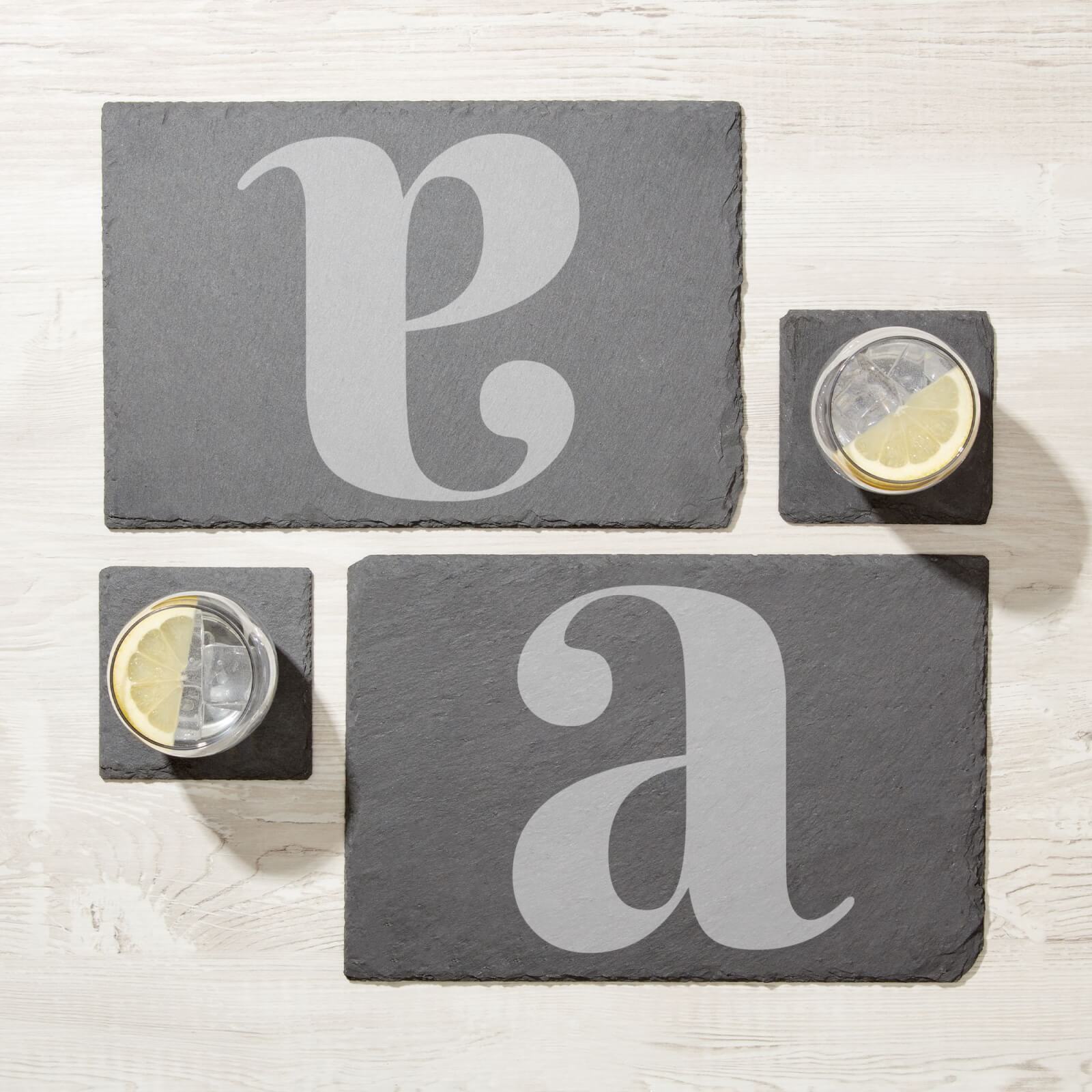 Lowercase Letter Engraved Slate Placemat - Set of 2 - A