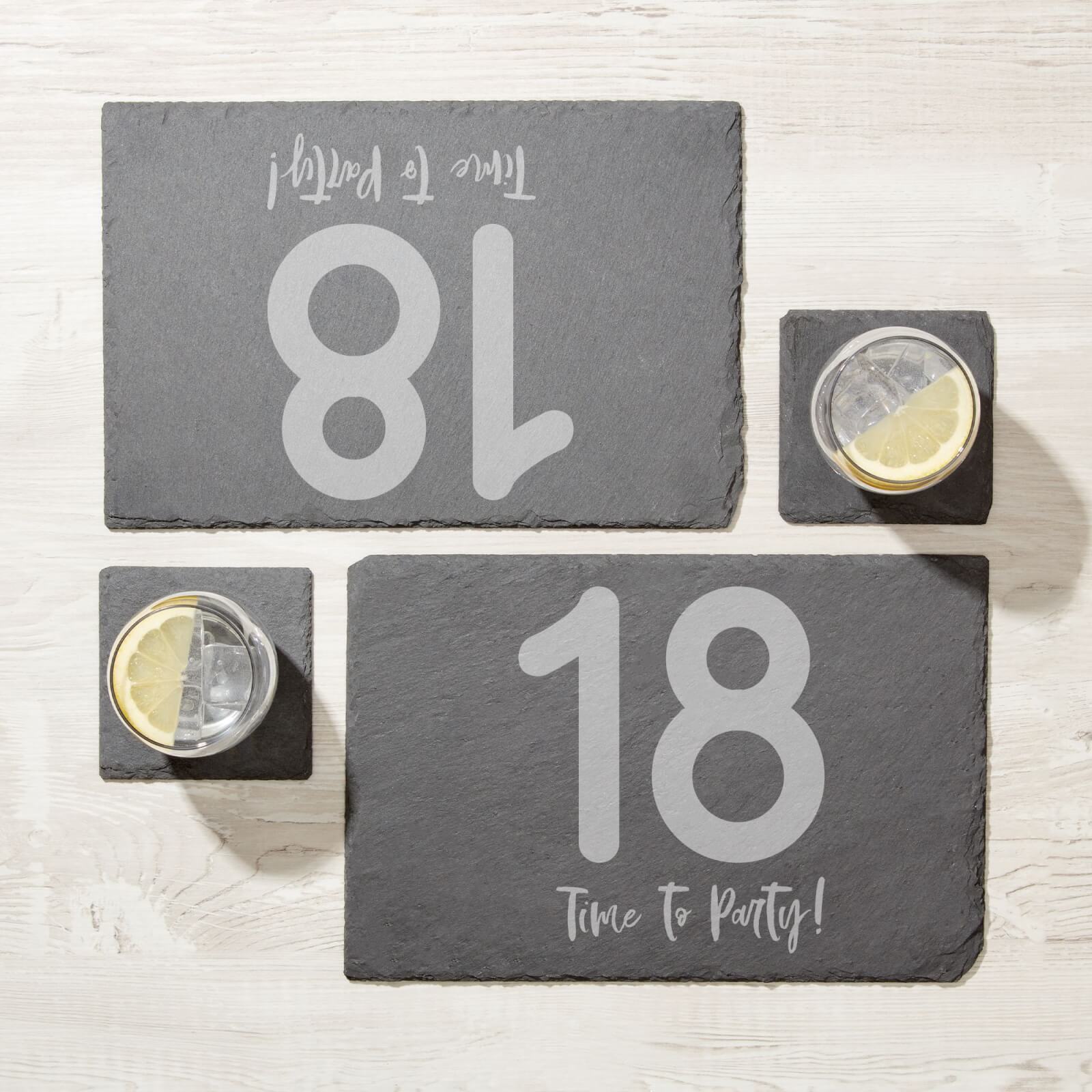 18 Time To Party! Engraved Slate Placemat - Set of 2