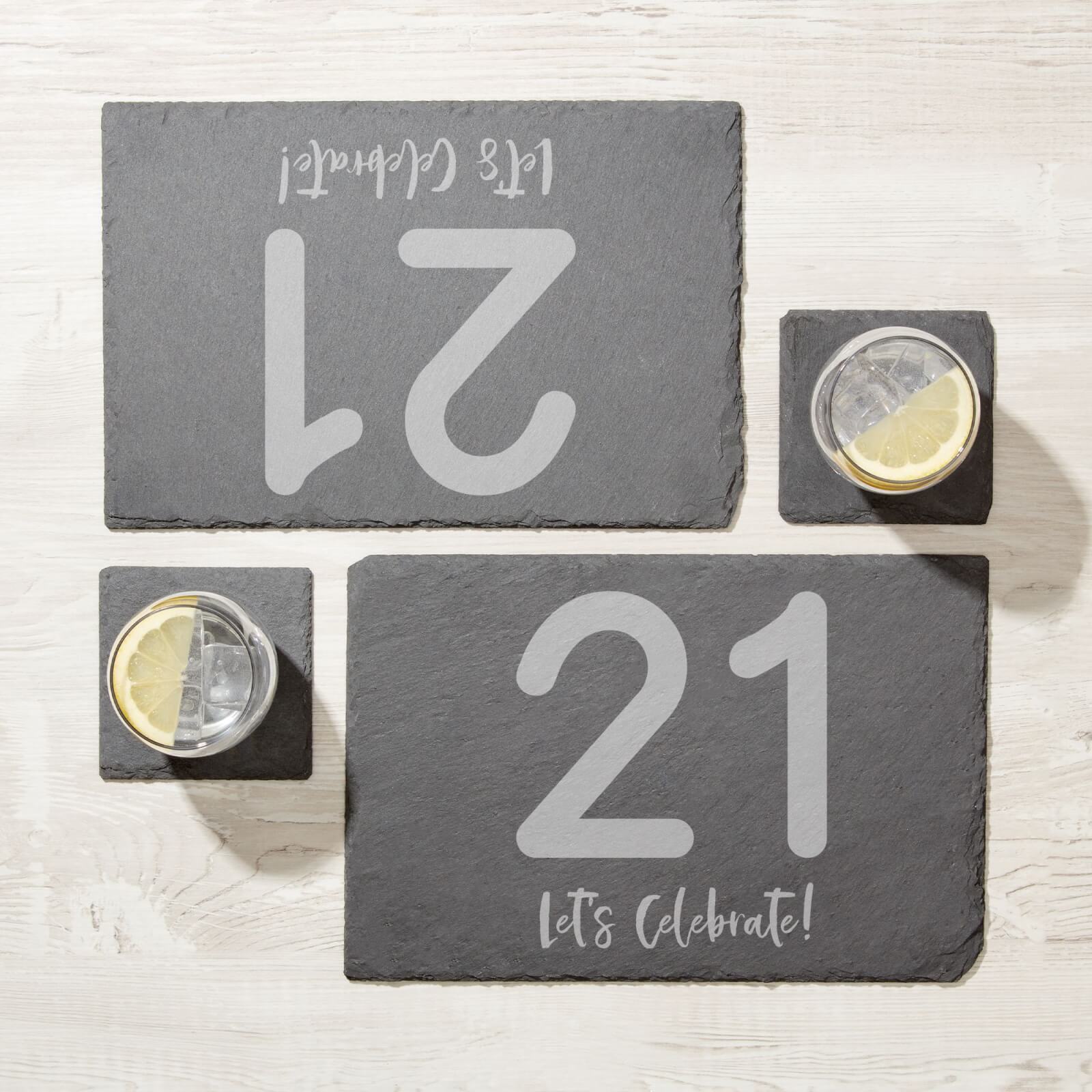 21 Let's Celebrate Engraved Slate Placemat - Set of 2