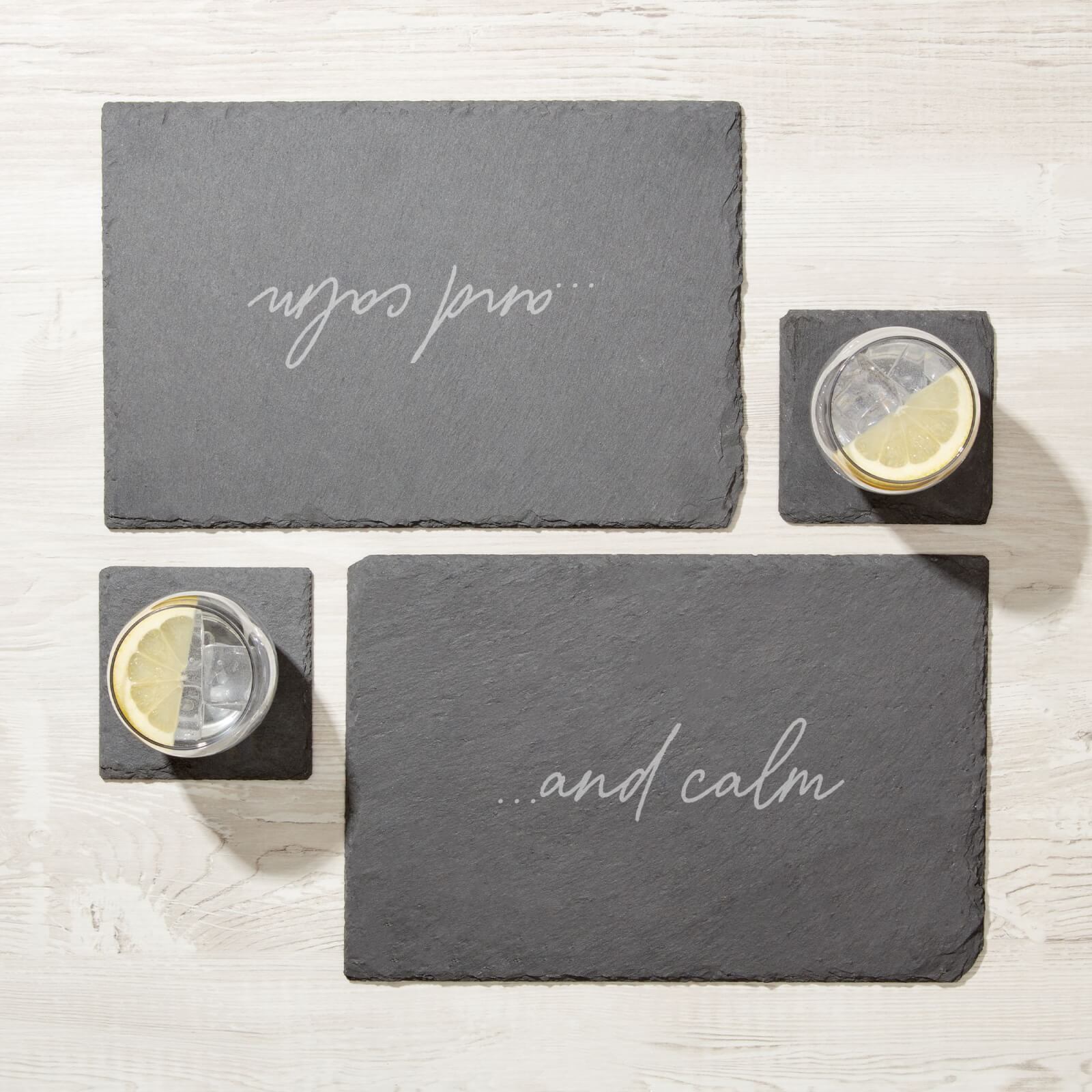 And Calm Engraved Slate Placemat - Set of 2